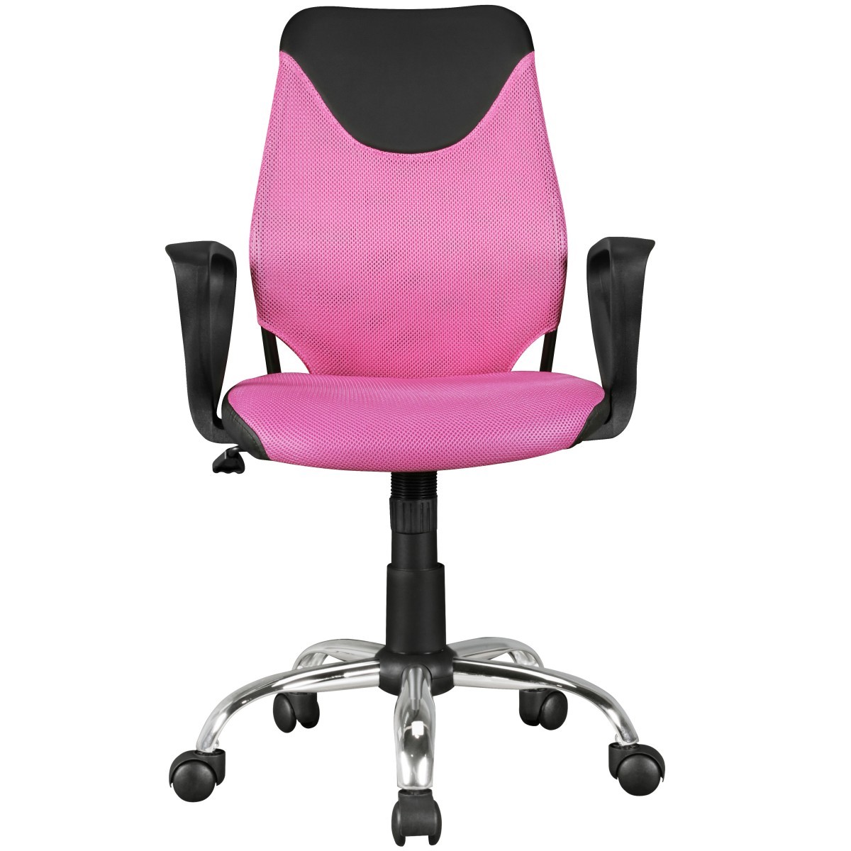 Kinder-Schreibtischstuhl - pink-schwarz - Netzstoff-Kunstleder - rollbar