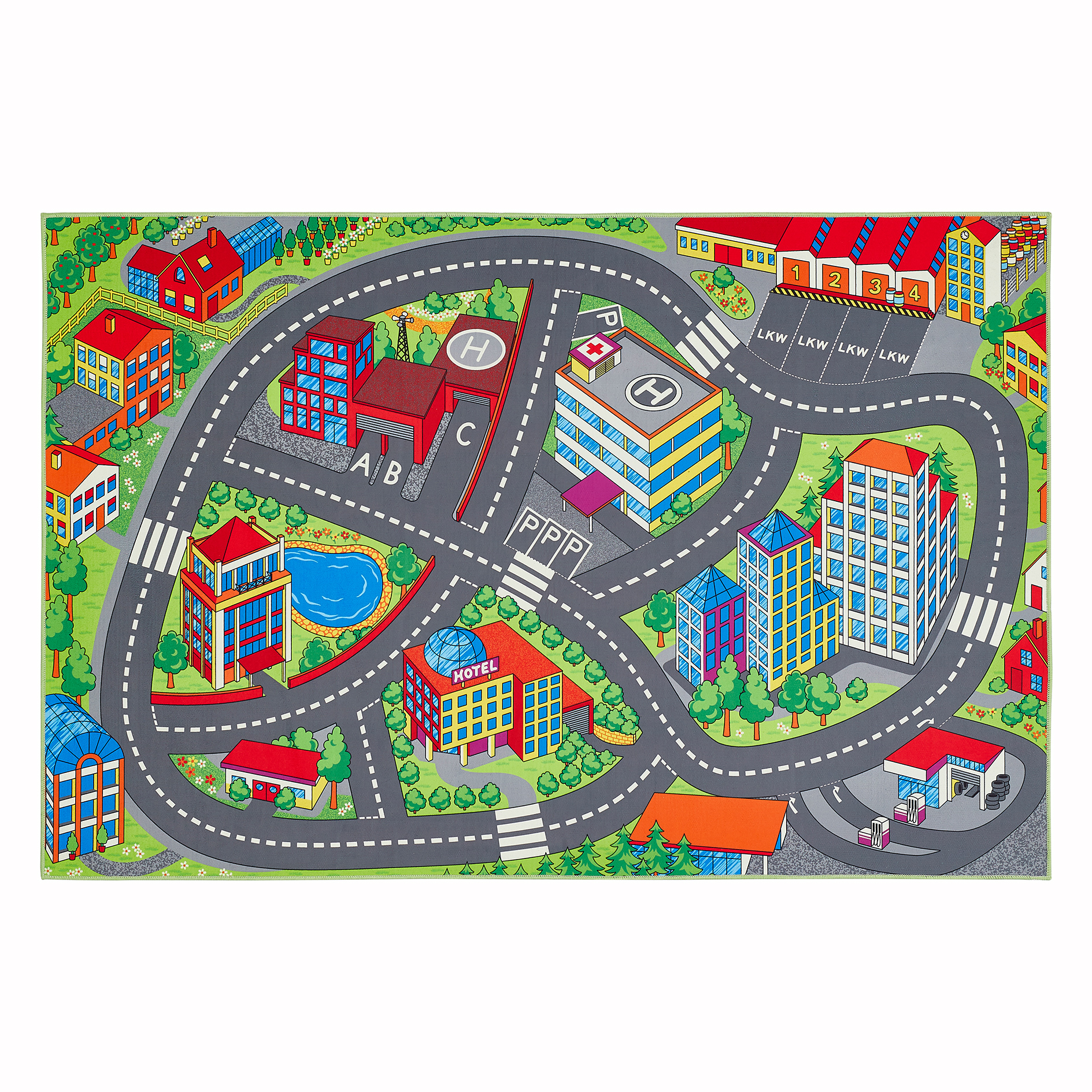 Kinder-Spielteppich - multicolor - Autobahn - 100x150 cm