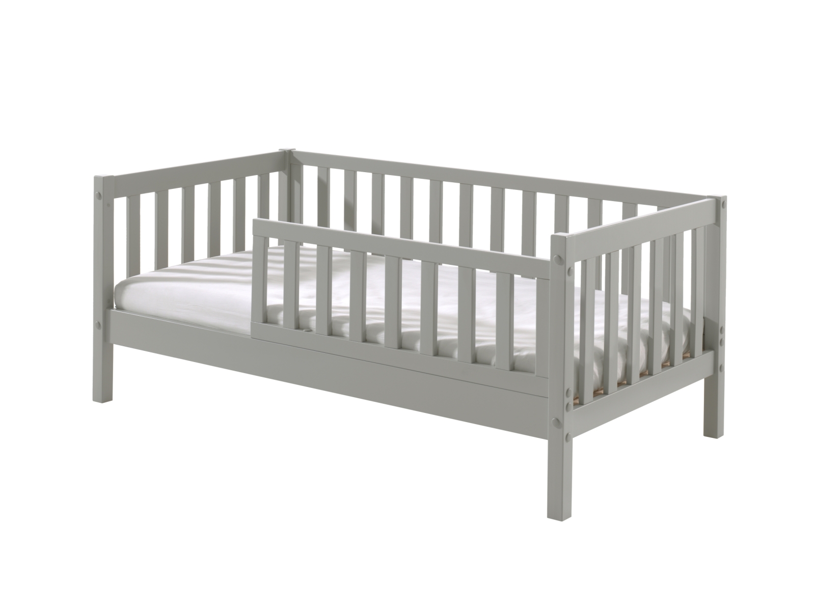 Kinderbett - grau lackiert - Umrandung - Rolllattenrost - 70x140 cm