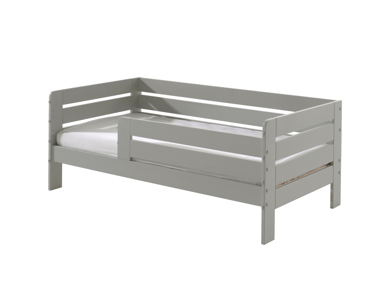 Kinderbett - grau lackiert - Umrandung - Rolllattenrost - 70x140 cm