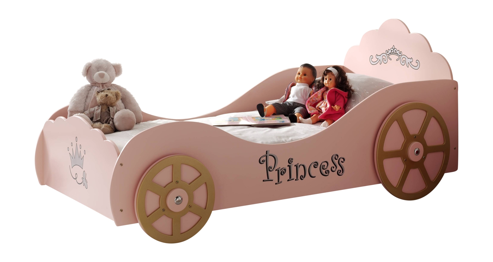 Kinderbett KUTSCHE - rosa - 90x200 cm