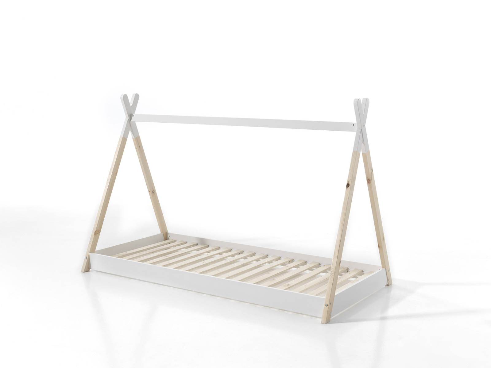 Kinderbett TIPI - weiß-natur - Kiefer massiv - 90x200 cm