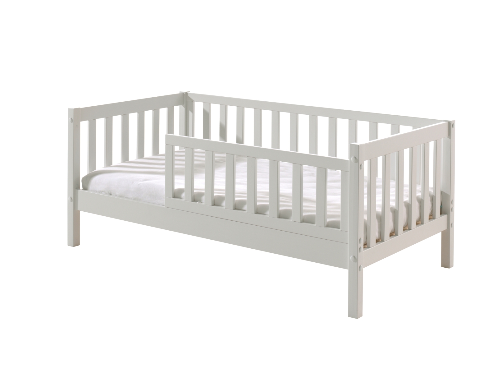 Kinderbett - weiß lackiert - Umrandung - Rolllattenrost - 70x140 cm