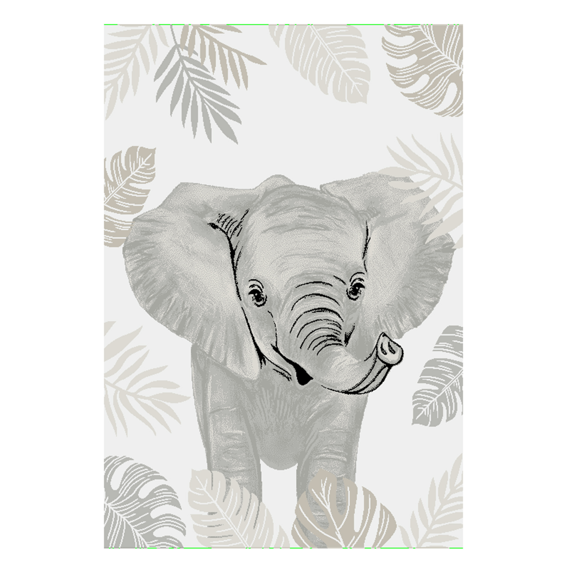Kinderteppich - cream - Elefant - 80x150 cm