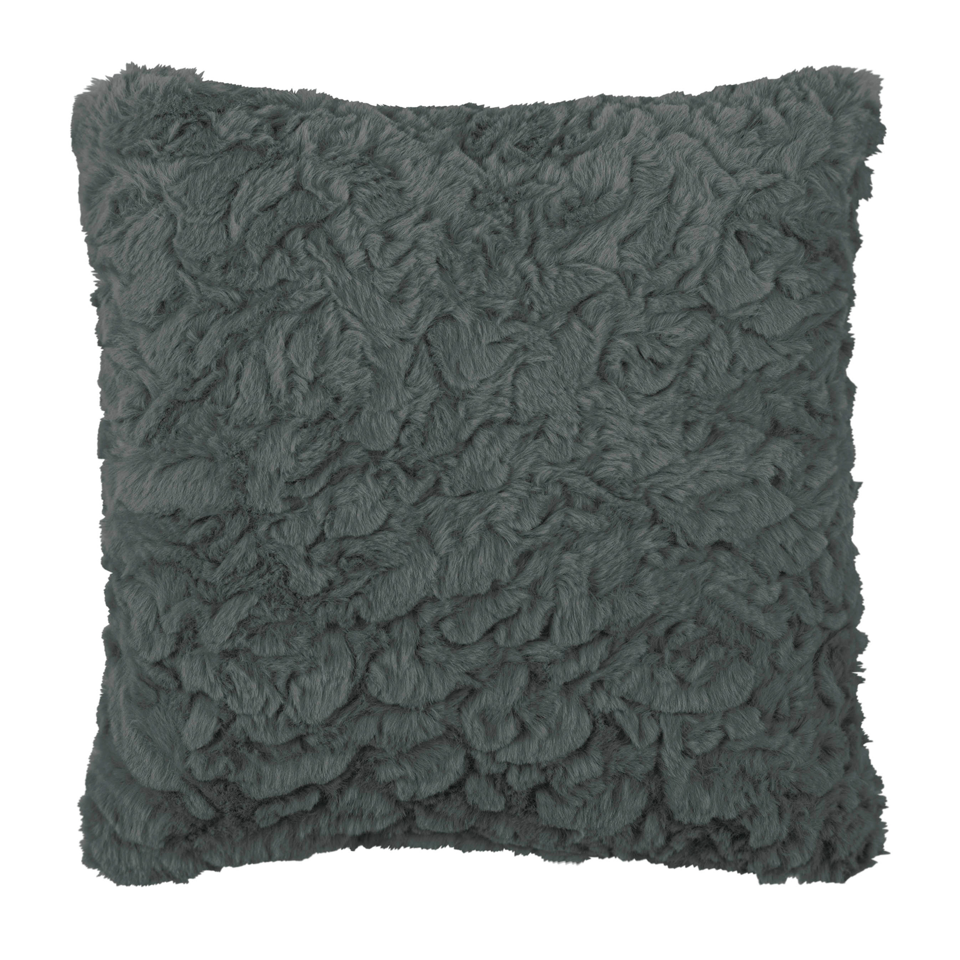 Kissen - anthrazit - Kunstfell - 25x25 cm