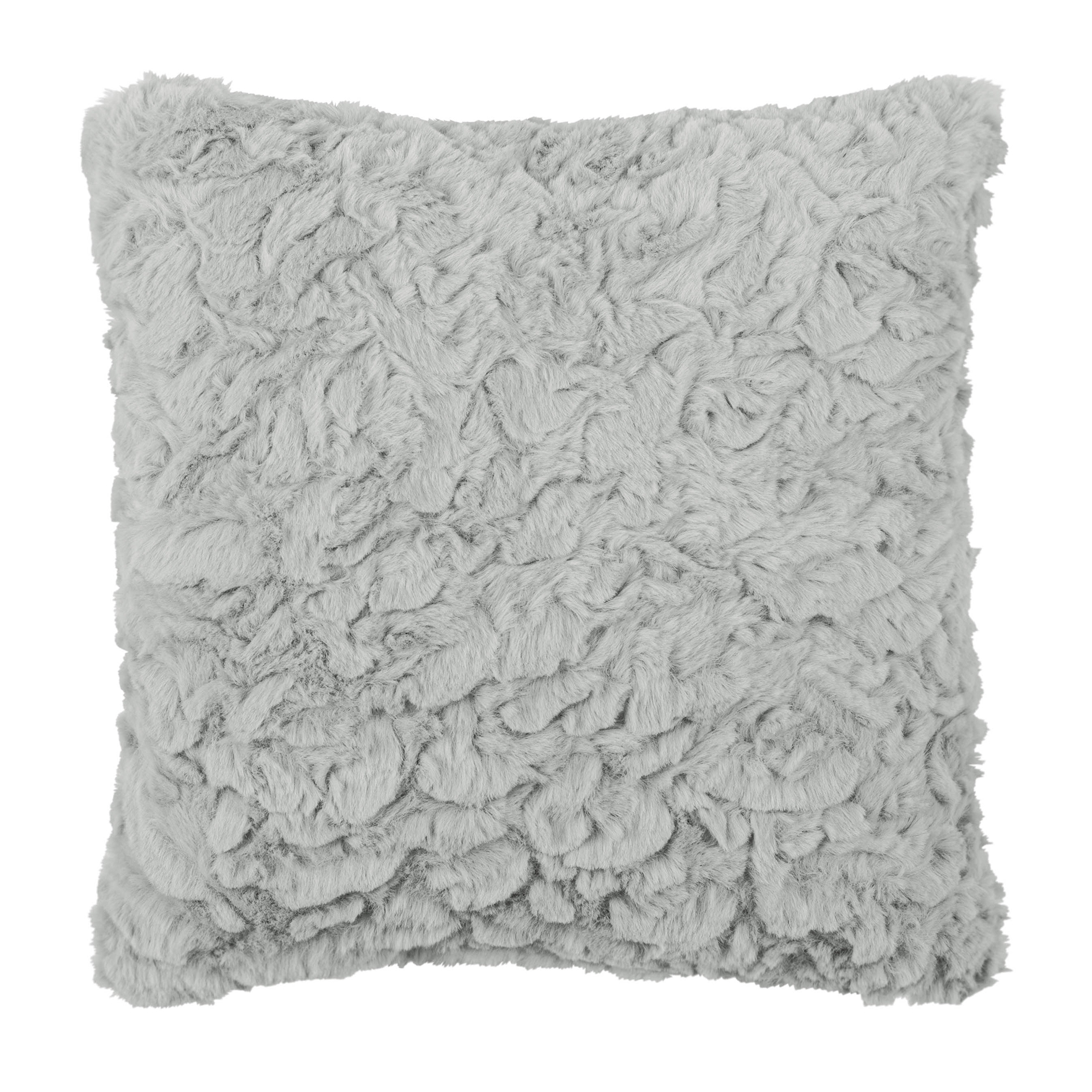 Kissen - silber - Kunstfell - 25x25 cm