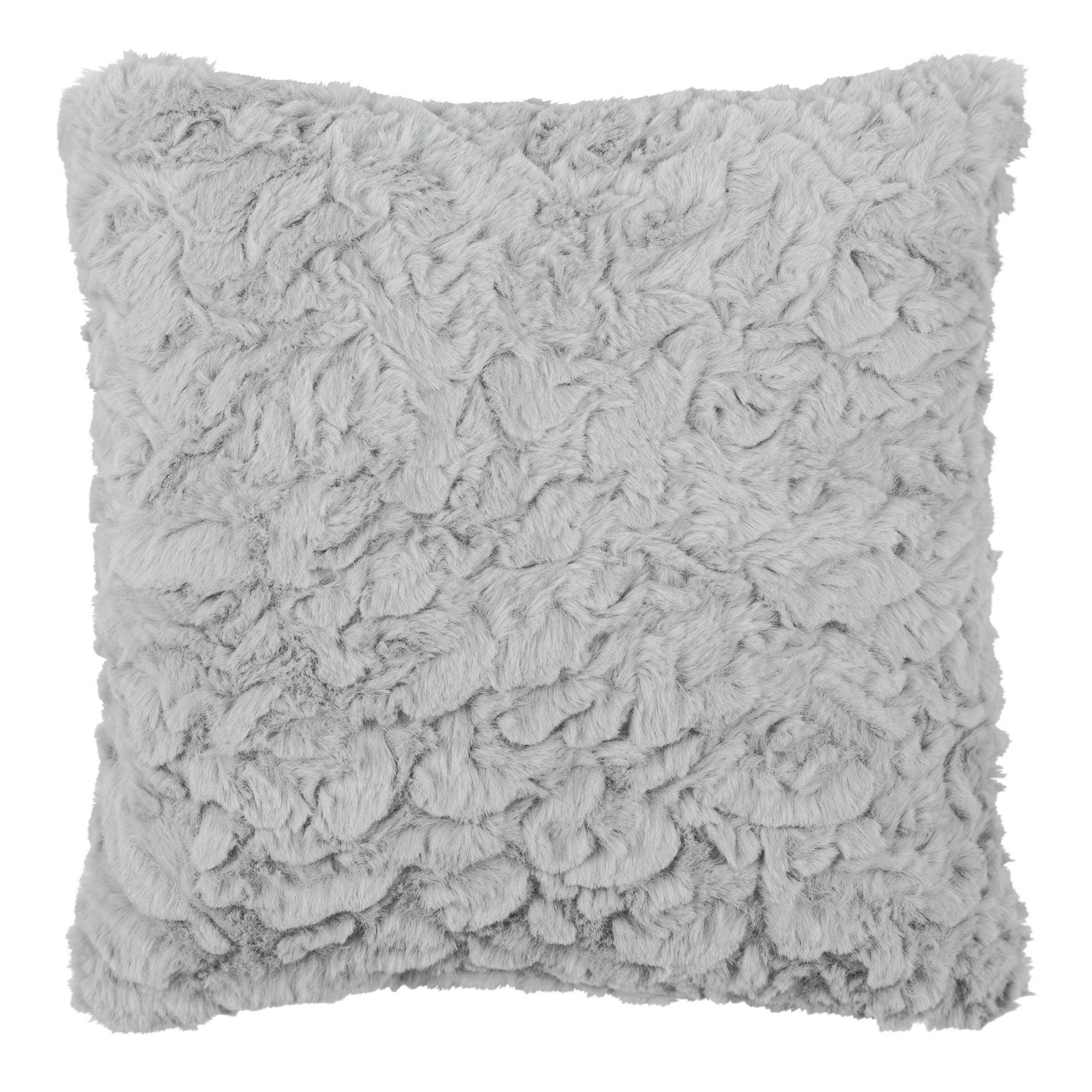 Kissen - silber - Kunstfell - 60x60 cm