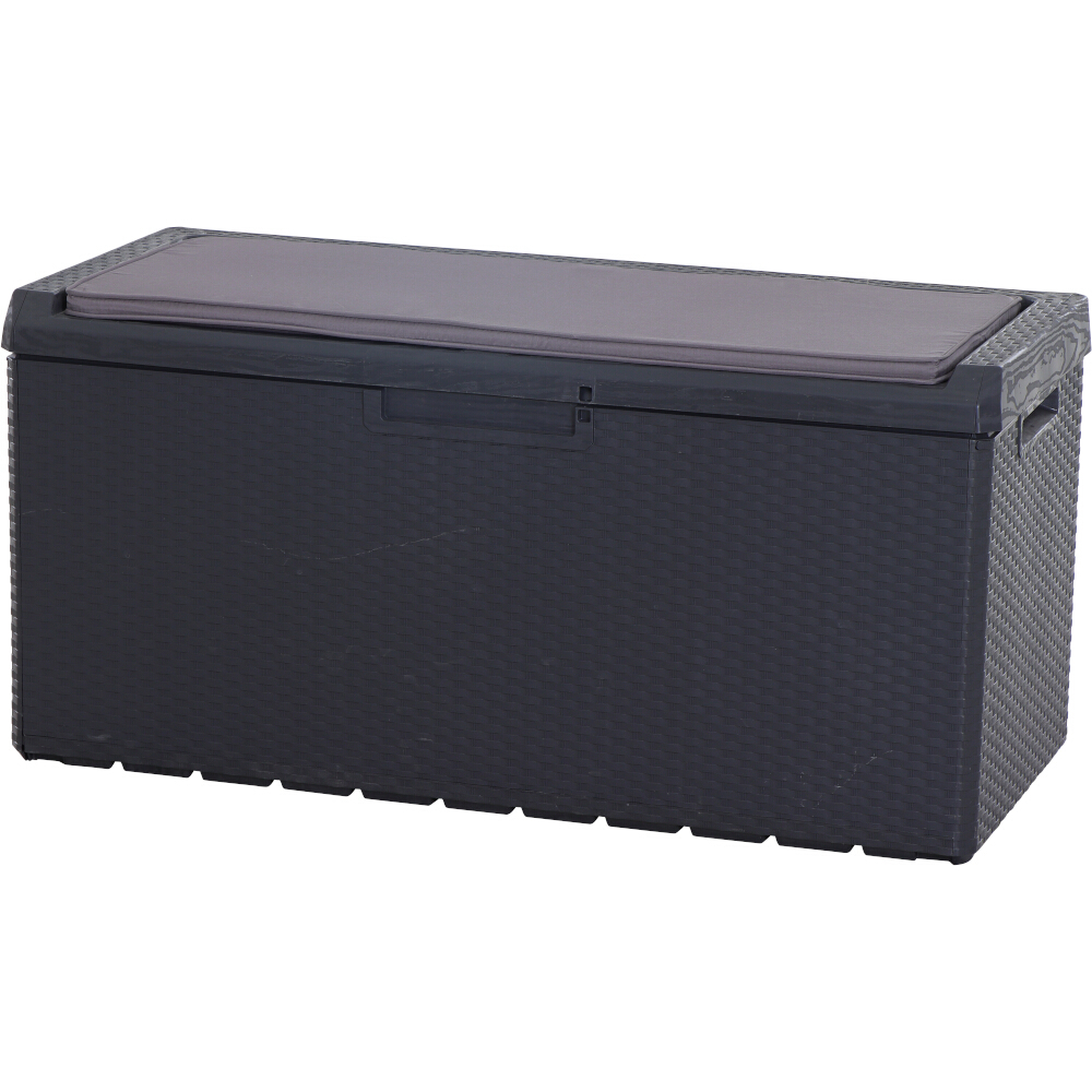 Kissenbox PORTONOVO - anthrazit - mit Sitzkissen - 350 Liter