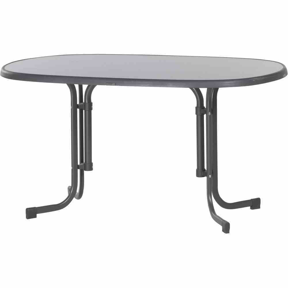 Klapptisch BOULEVARD - eisengrau - Stahl - oval - 140x90 cm