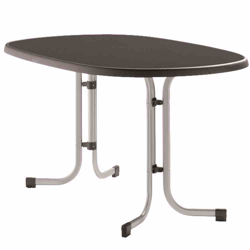 Klapptisch BOULEVARD - graphit - Stahl - oval - 140x90 cm