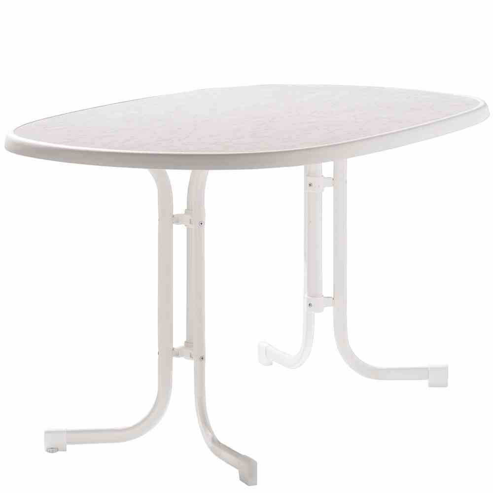 Klapptisch BOULEVARD - weiß - Stahl - oval - 140x90 cm