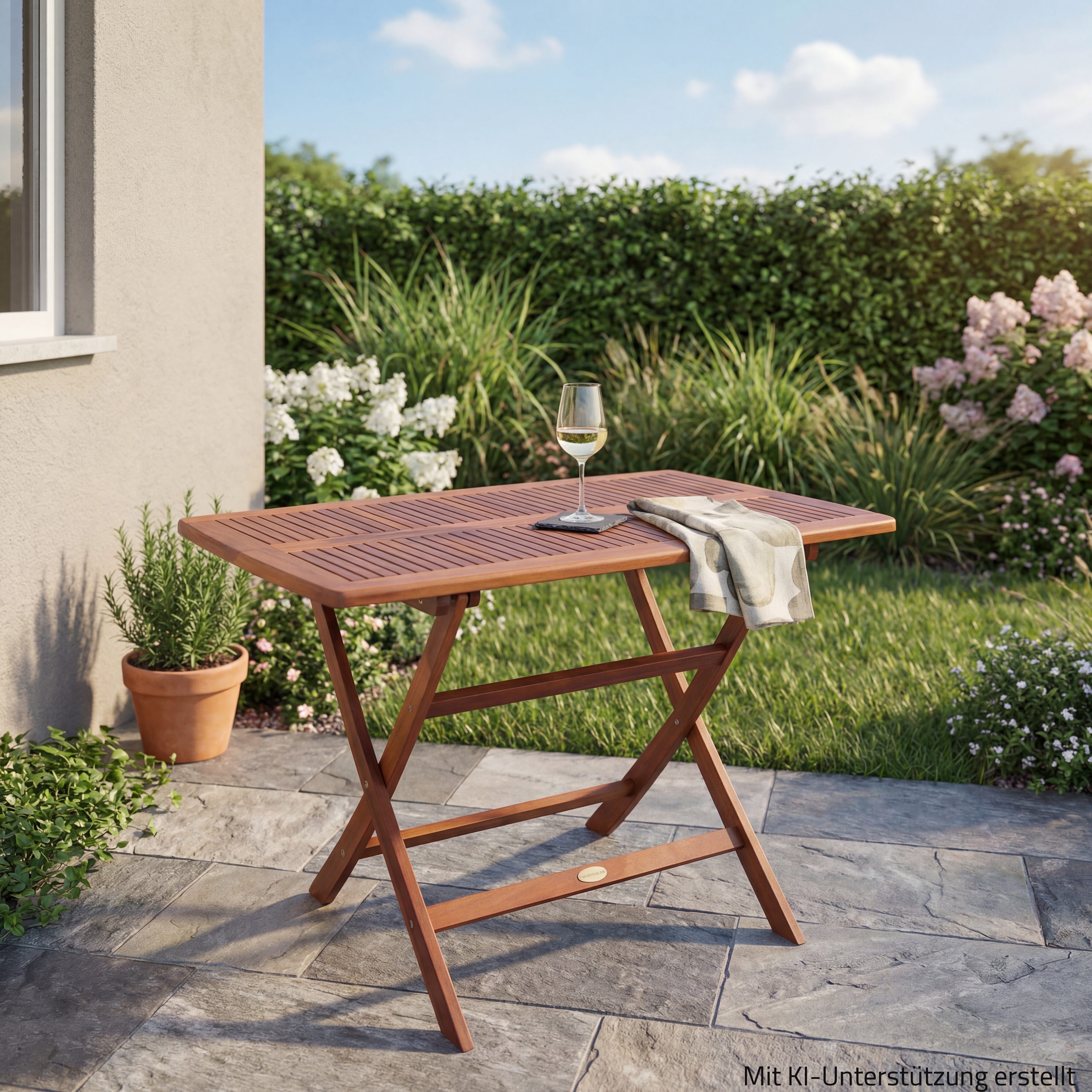 Klapptisch ORLANDO - braun - Massivholz - Ø 50 cm