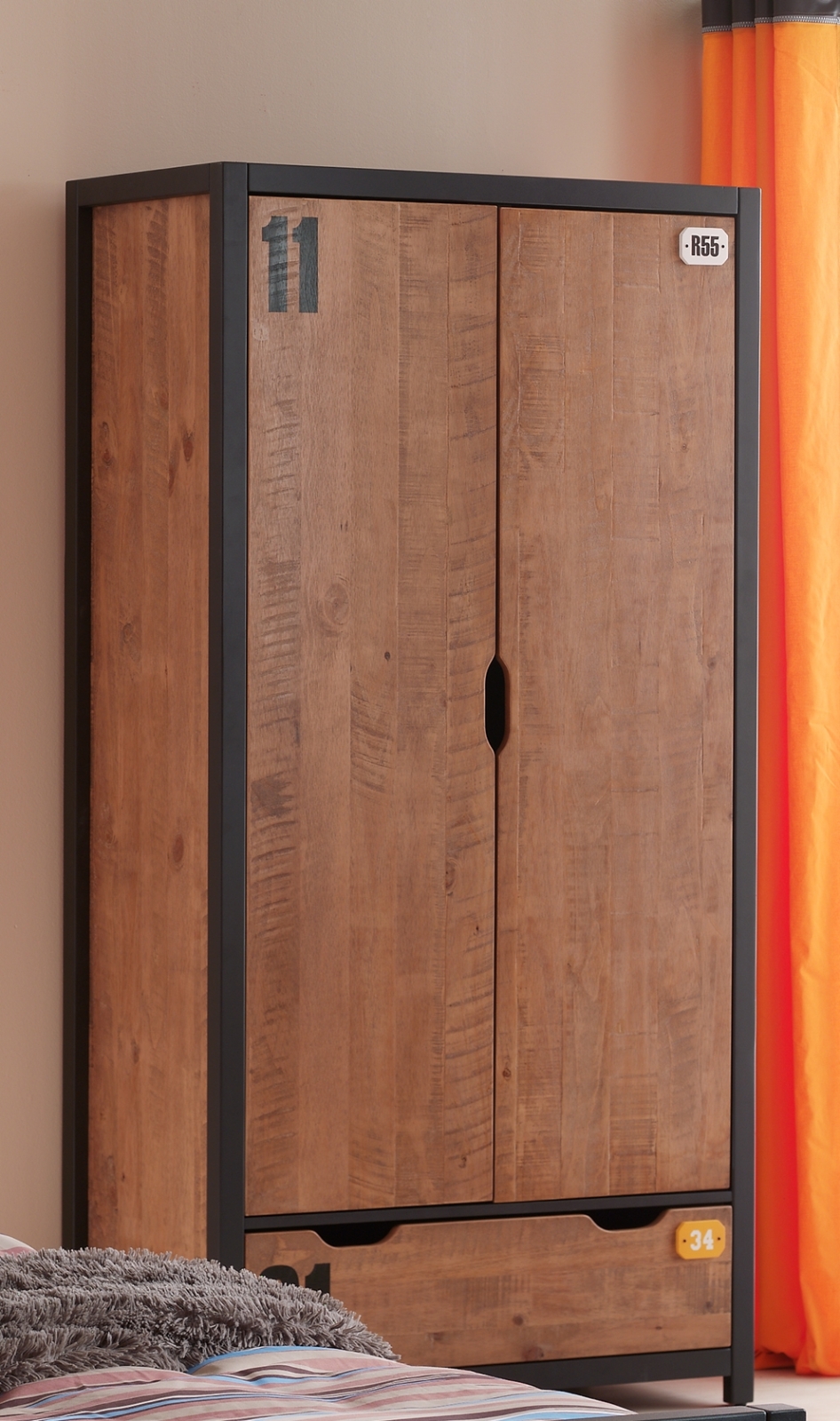 Kleiderschrank ALEX - teilmassiv - 100 cm