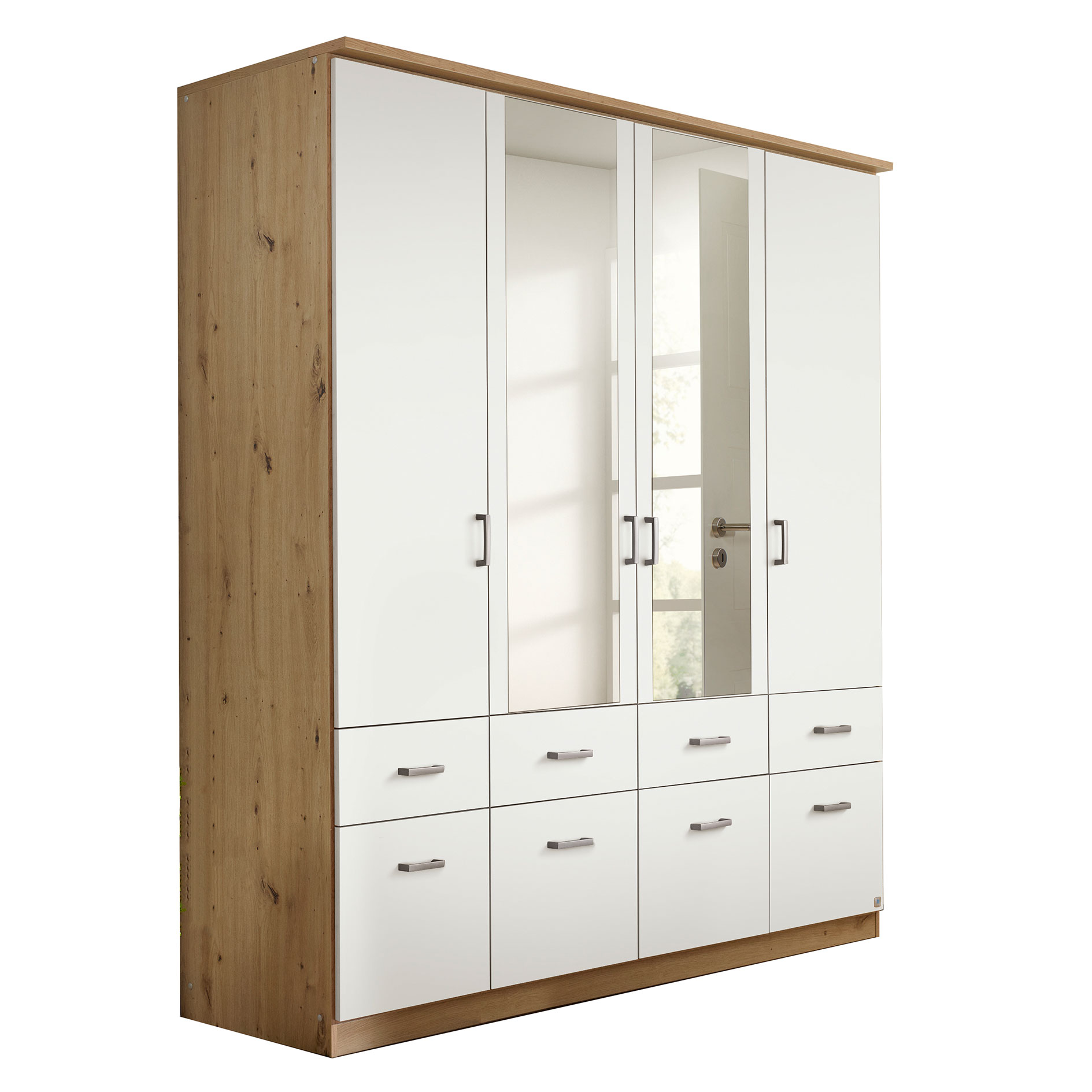 Kleiderschrank - alpinweiß - Artisan Eiche - 181 cm breit