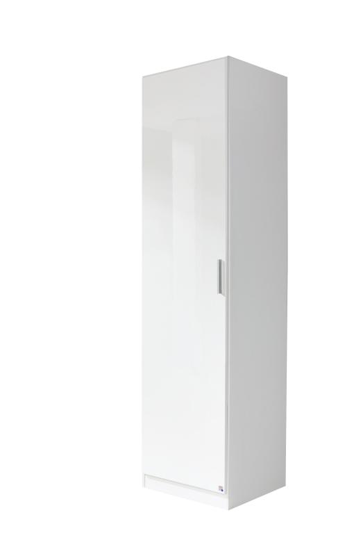 Kleiderschrank - Alpinweiß Hochglanz - 47 cm