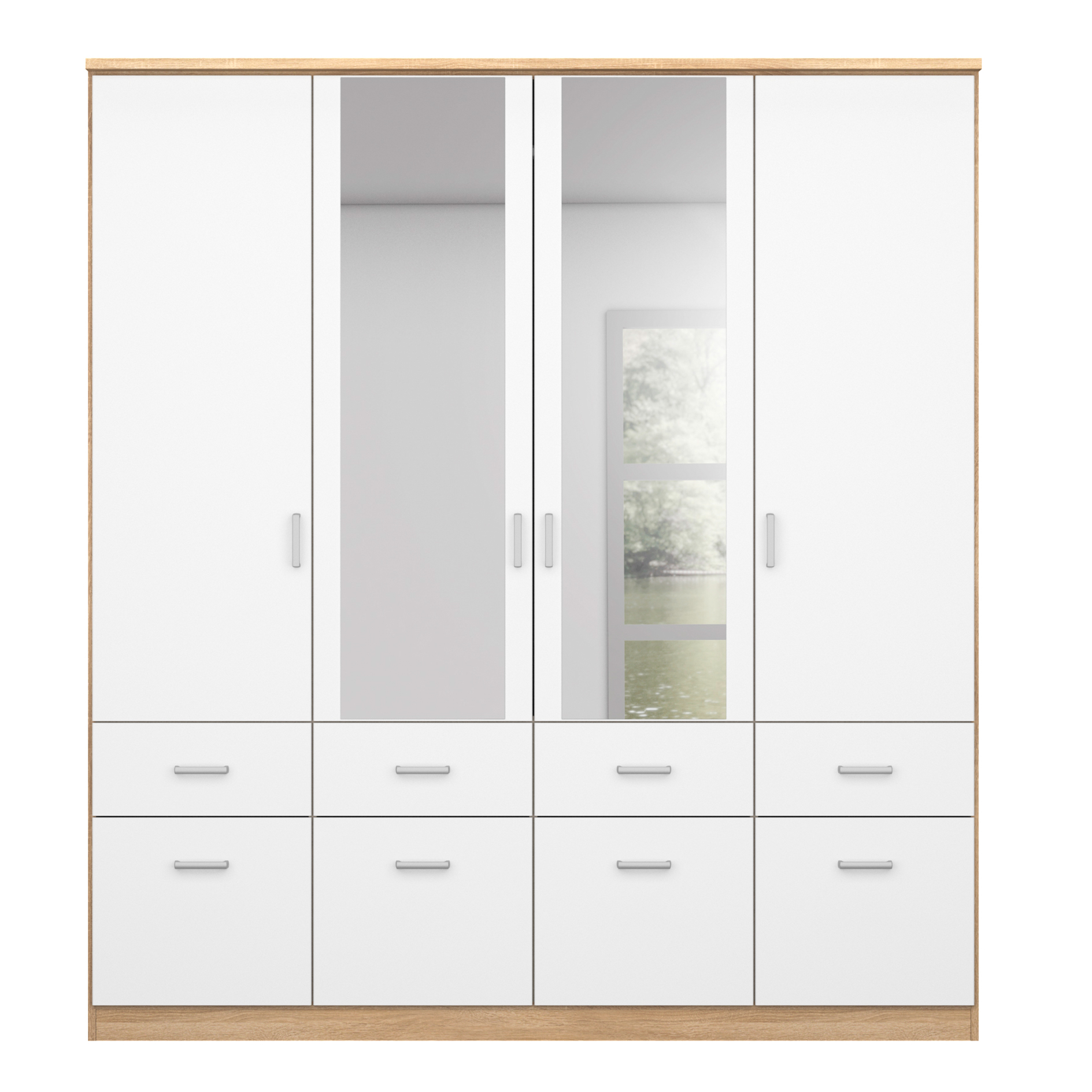 Kleiderschrank - alpinweiß - Sonoma Eiche - 181 cm breit