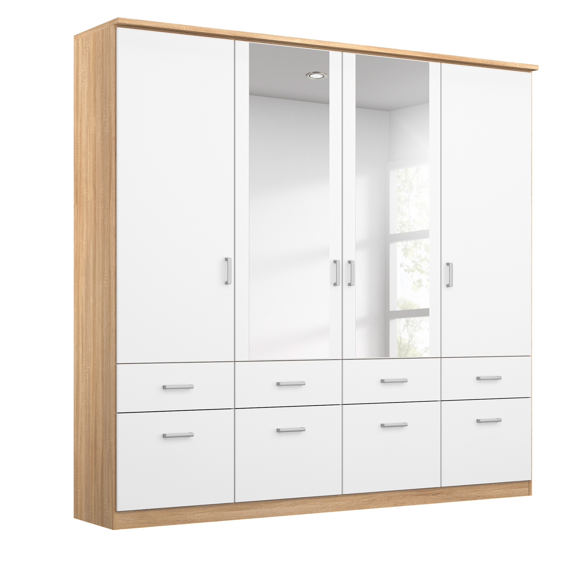 Kleiderschrank - alpinweiß - Sonoma Eiche - 181 cm breit
