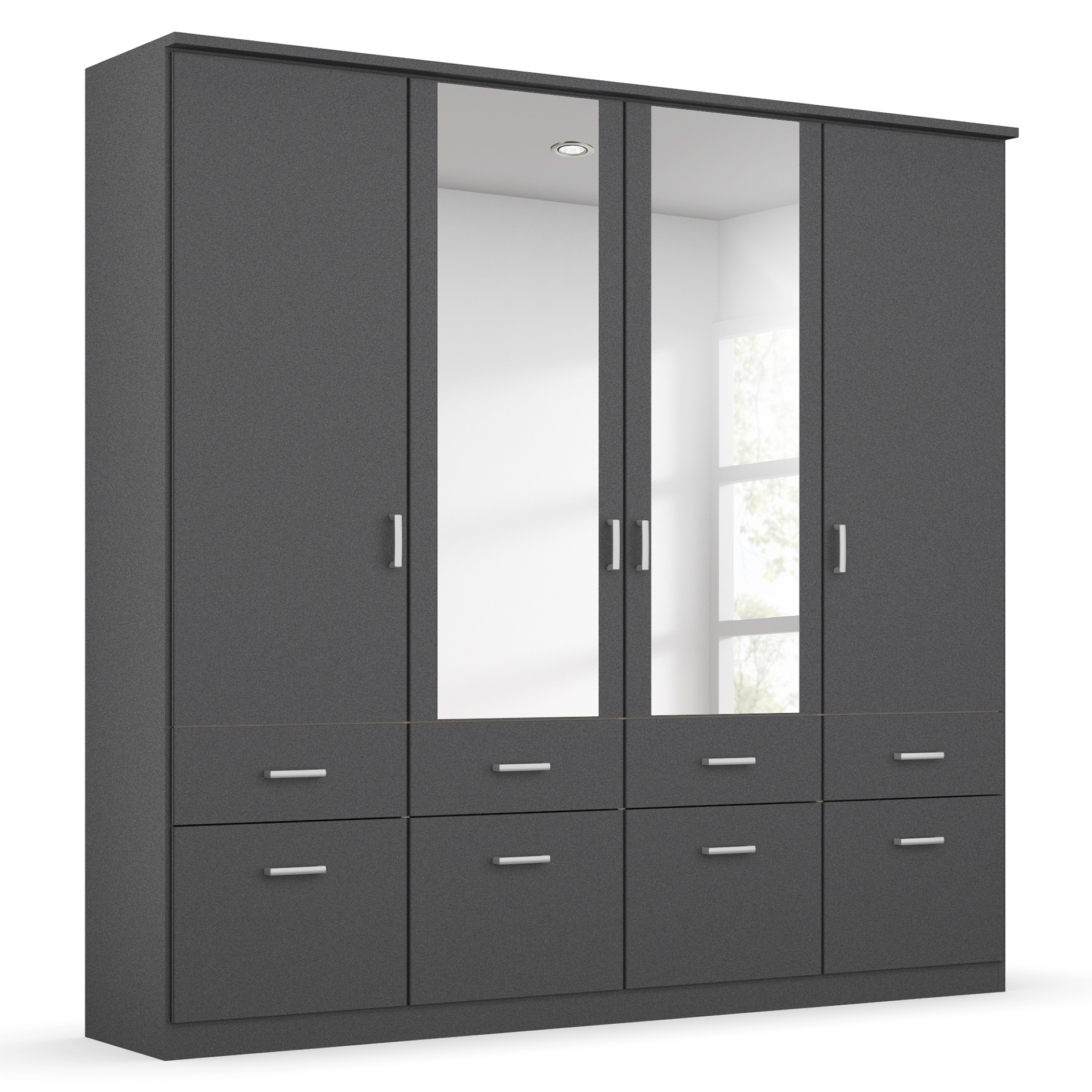 Kleiderschrank - grau metallic - 181 cm breit