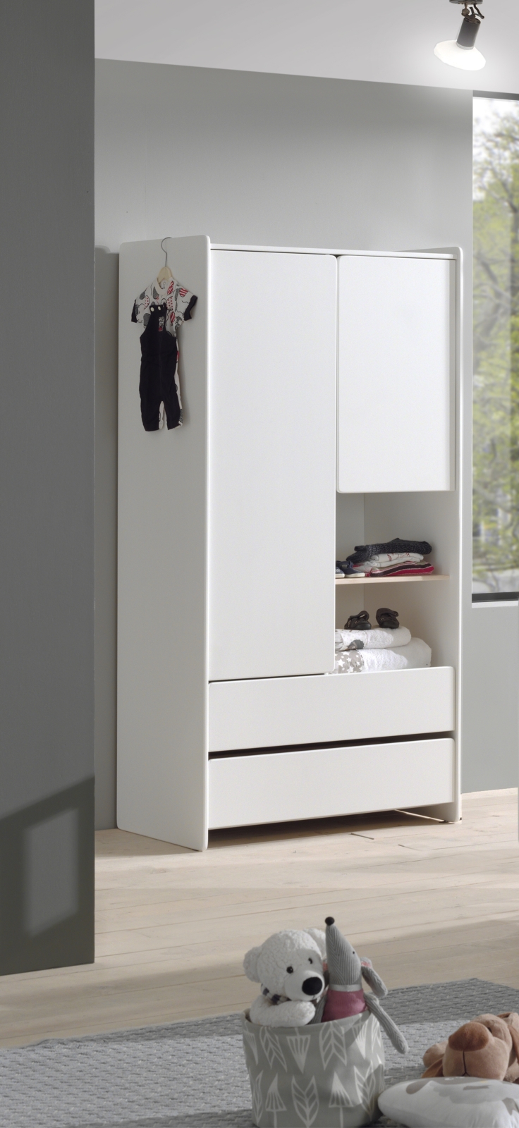 Kleiderschrank KIDDY - weiß - 90 cm breit