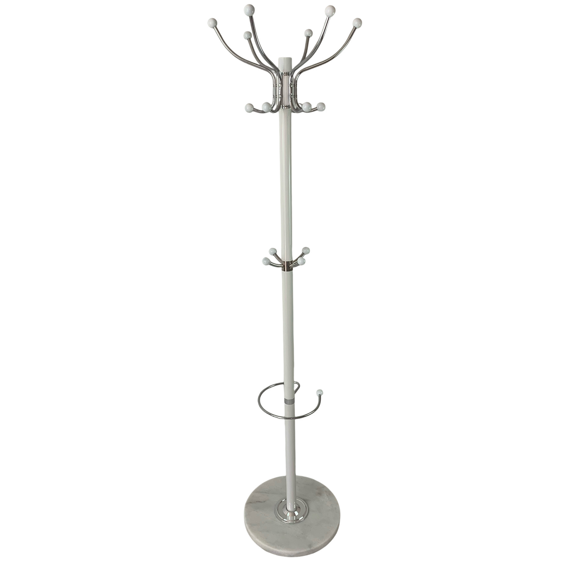Kleiderständer - weiß - Marmorfuß - 177 cm hoch