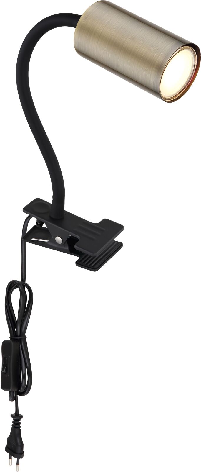 Klemmstrahler - schwarz - Altmessing - Flexo-Arm