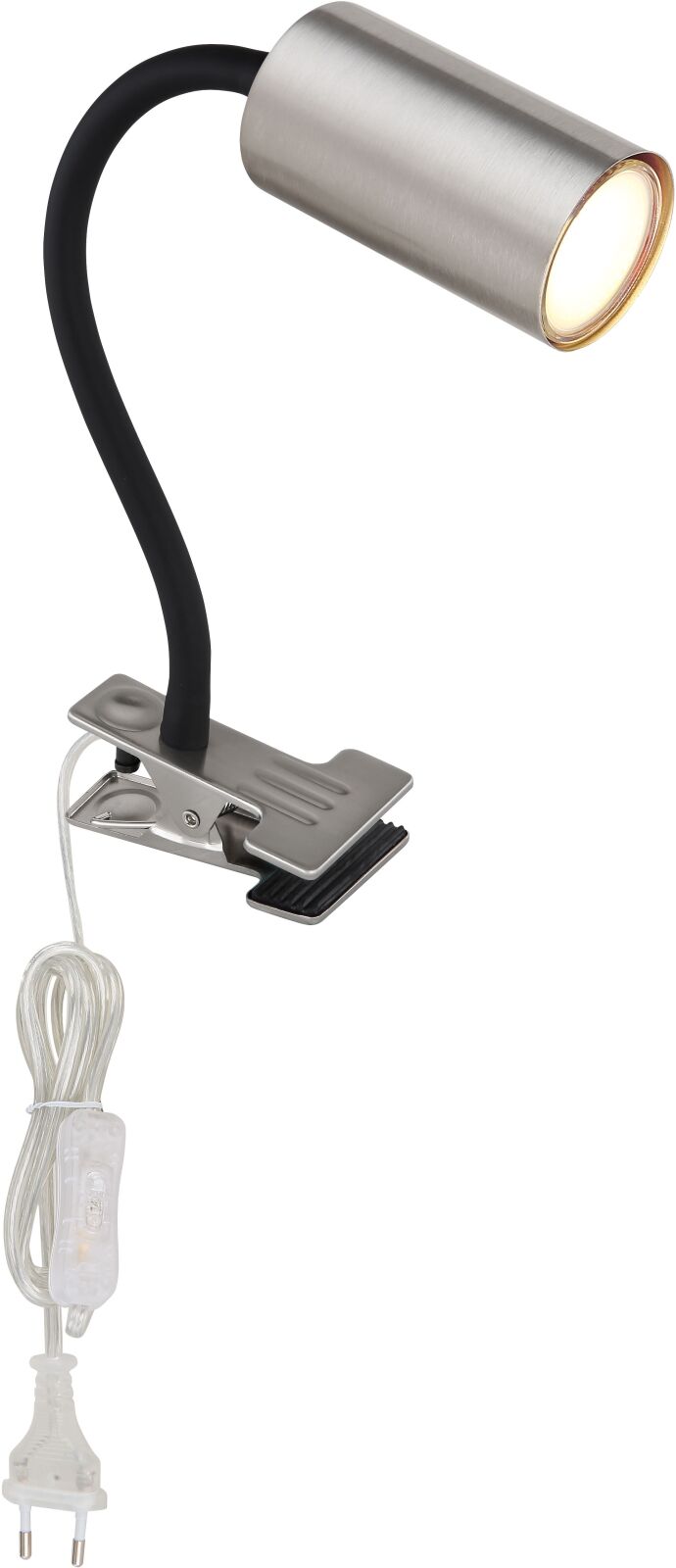 Klemmstrahler - schwarz - Nickel matt - Flexo-Arm