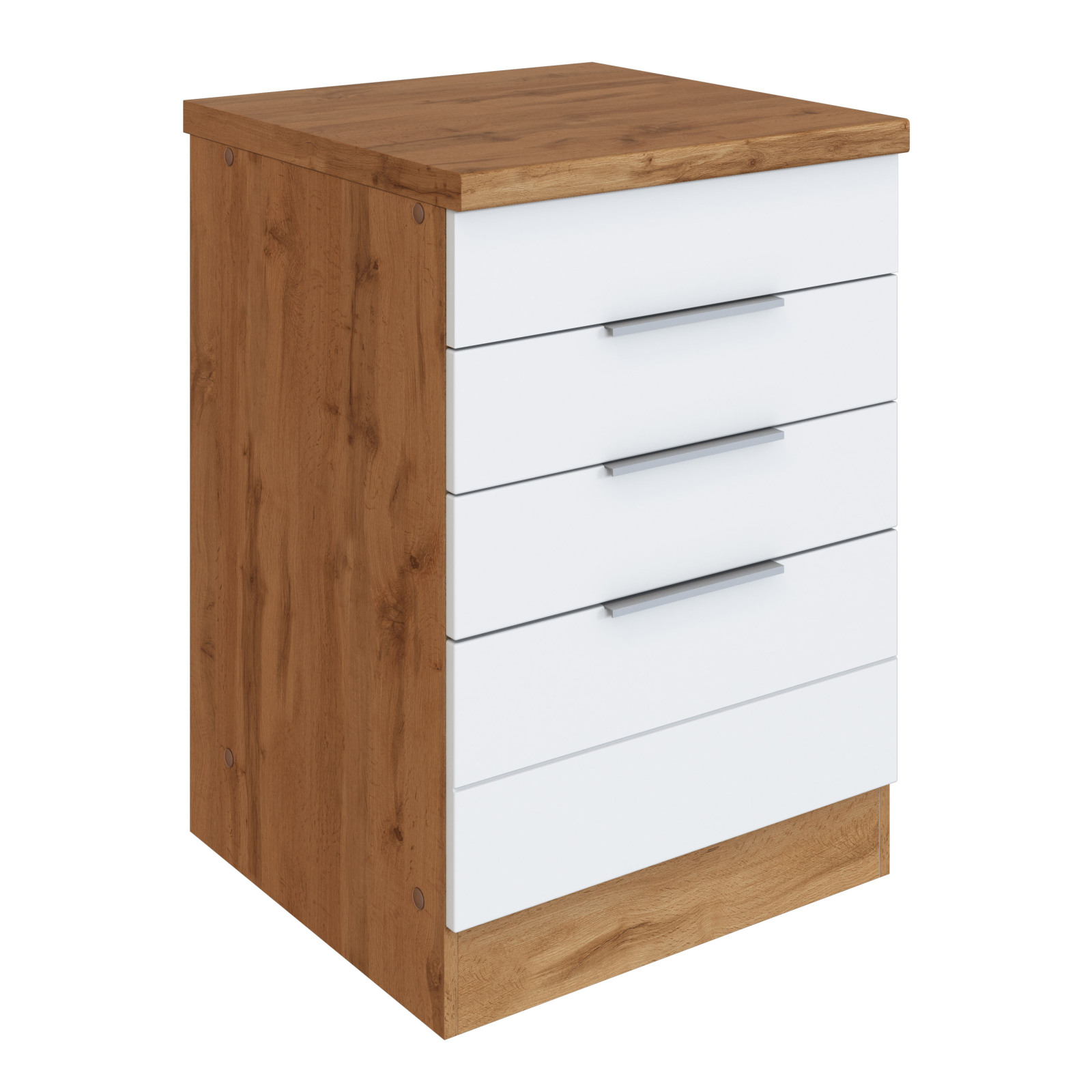 Kochfeld-Umbauschrank FLORENZ - Wotaneiche - weiß matt - 60 cm breit