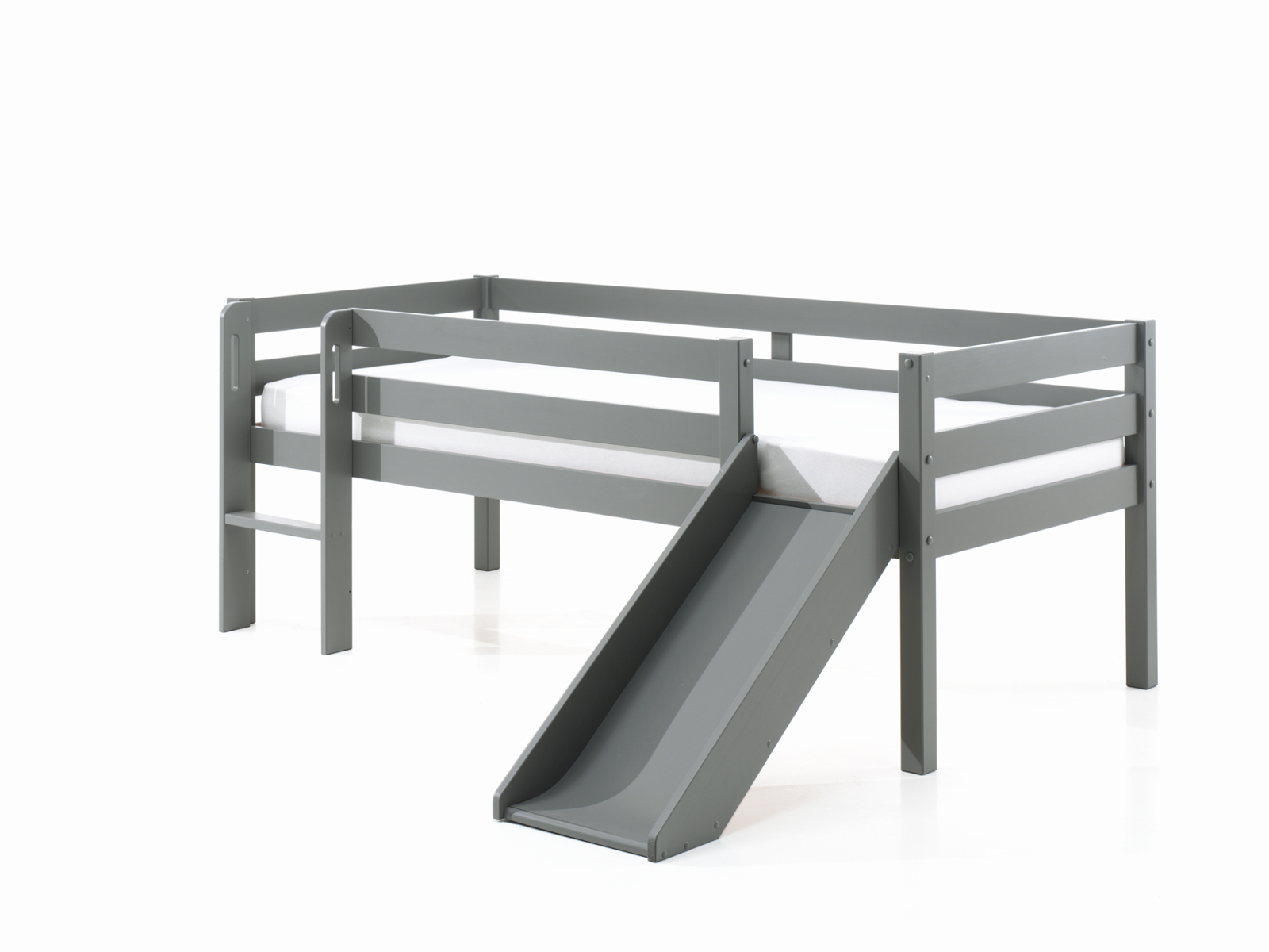 Kojen-Spielbett - grau - Leiter - Rutsche - 90x200 cm