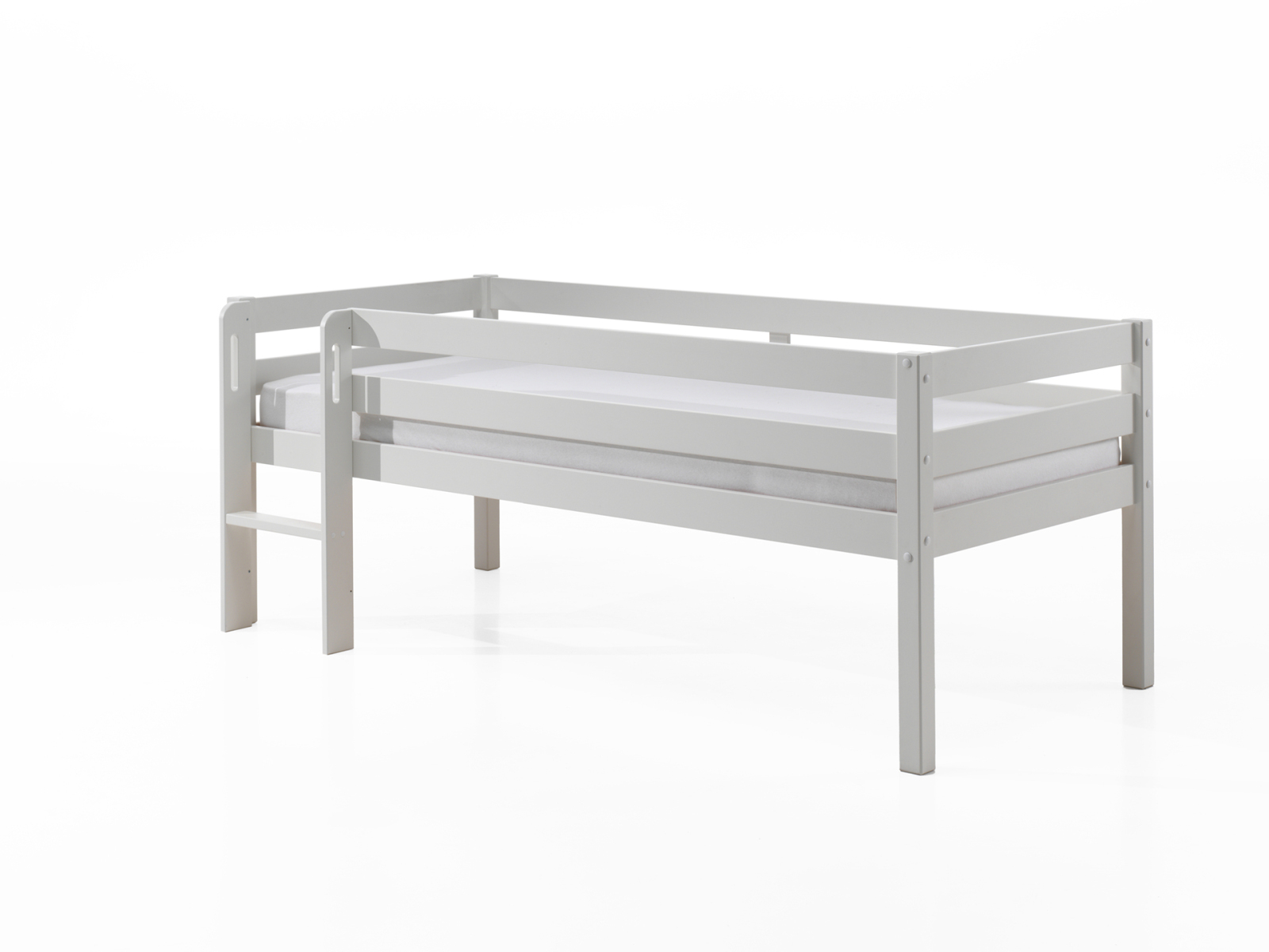 Kojen-Spielbett - weiß - Leiter - Rolllattenrost - 90x200 cm