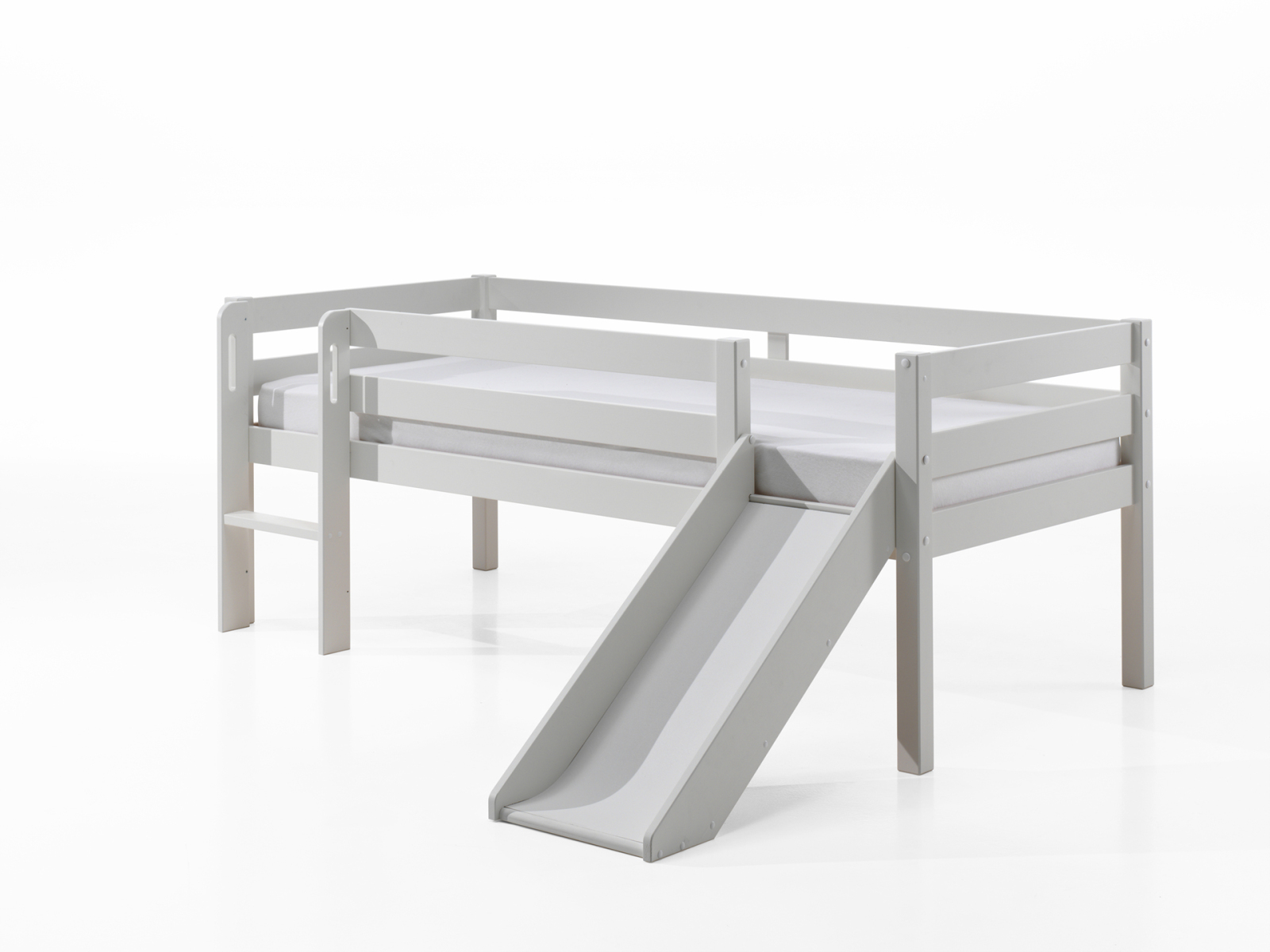 Kojen-Spielbett - weiß - Leiter - Rutsche - 90x200 cm