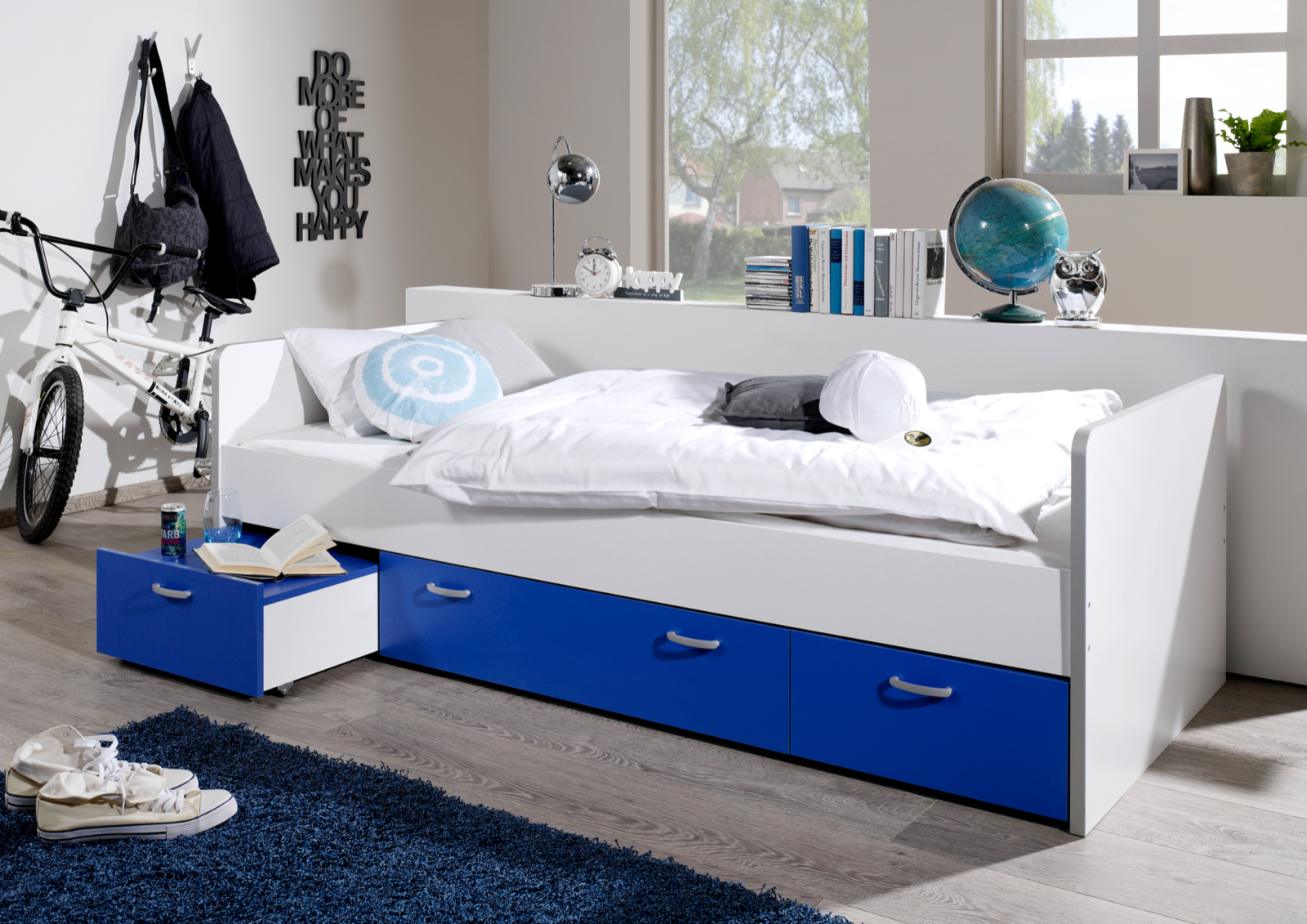 Kojenbett PONNY - weiß-blau - 90x200 cm