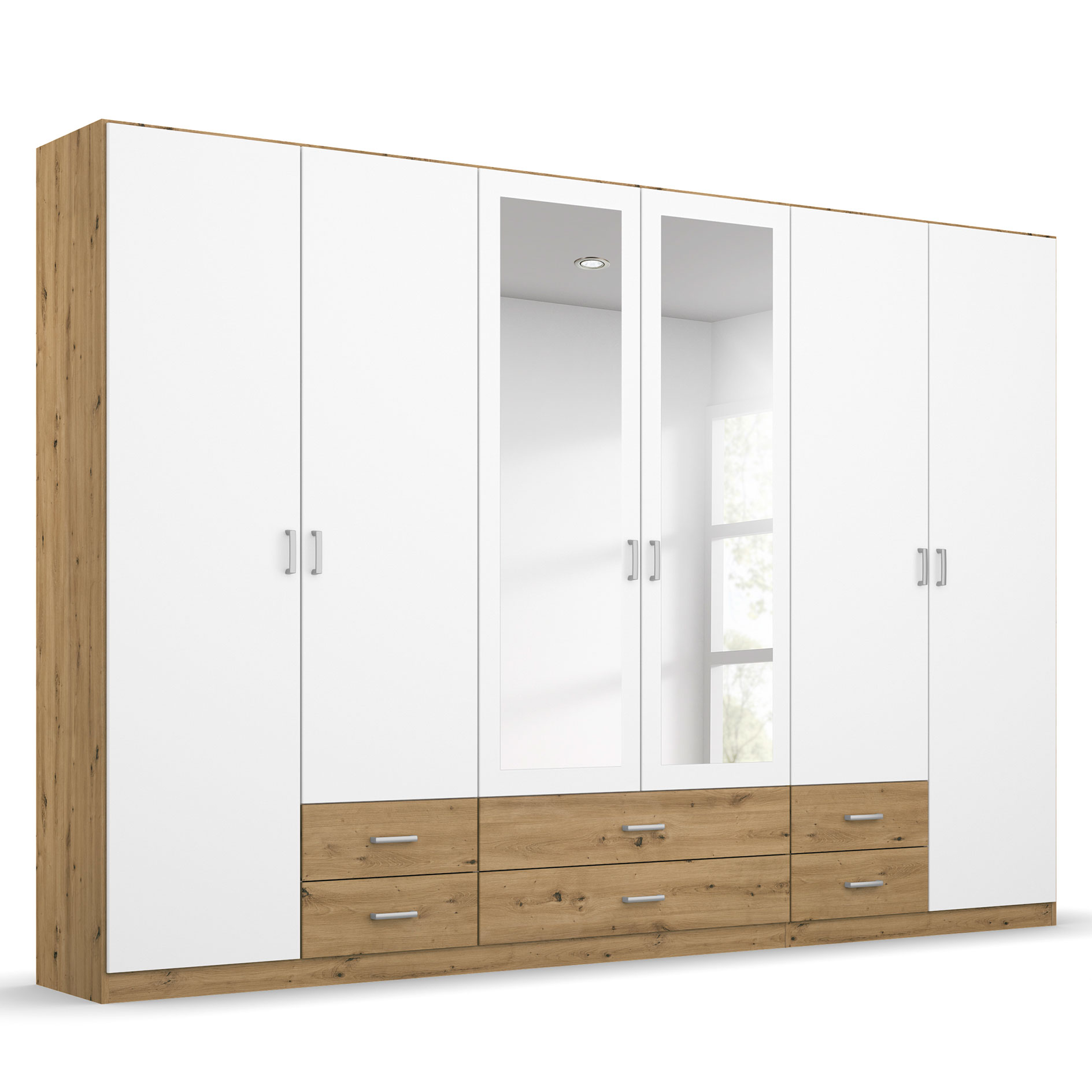 Kombi-Drehtürenschrank - Artisan Eiche - alpinweiß - 271 cm