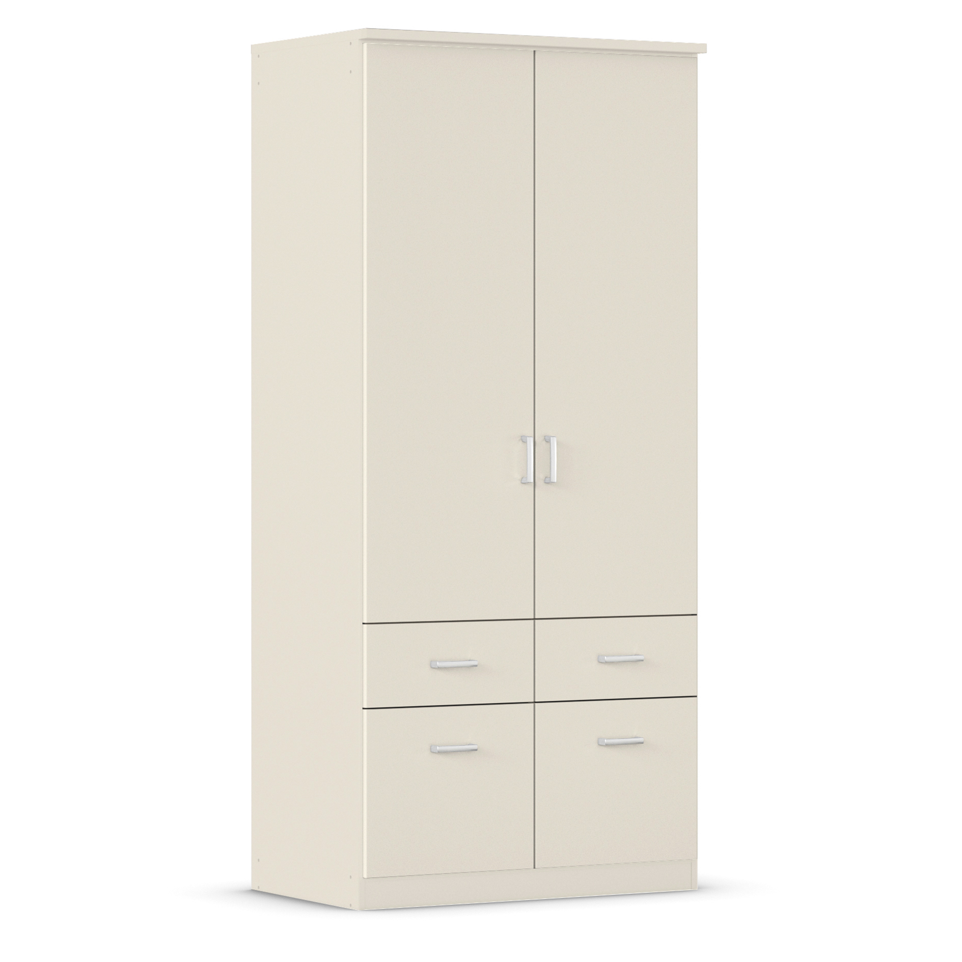 Kombi-Drehtürenschrank - champagner - 2 Türen - 4 Schubkästen - 91 cm breit