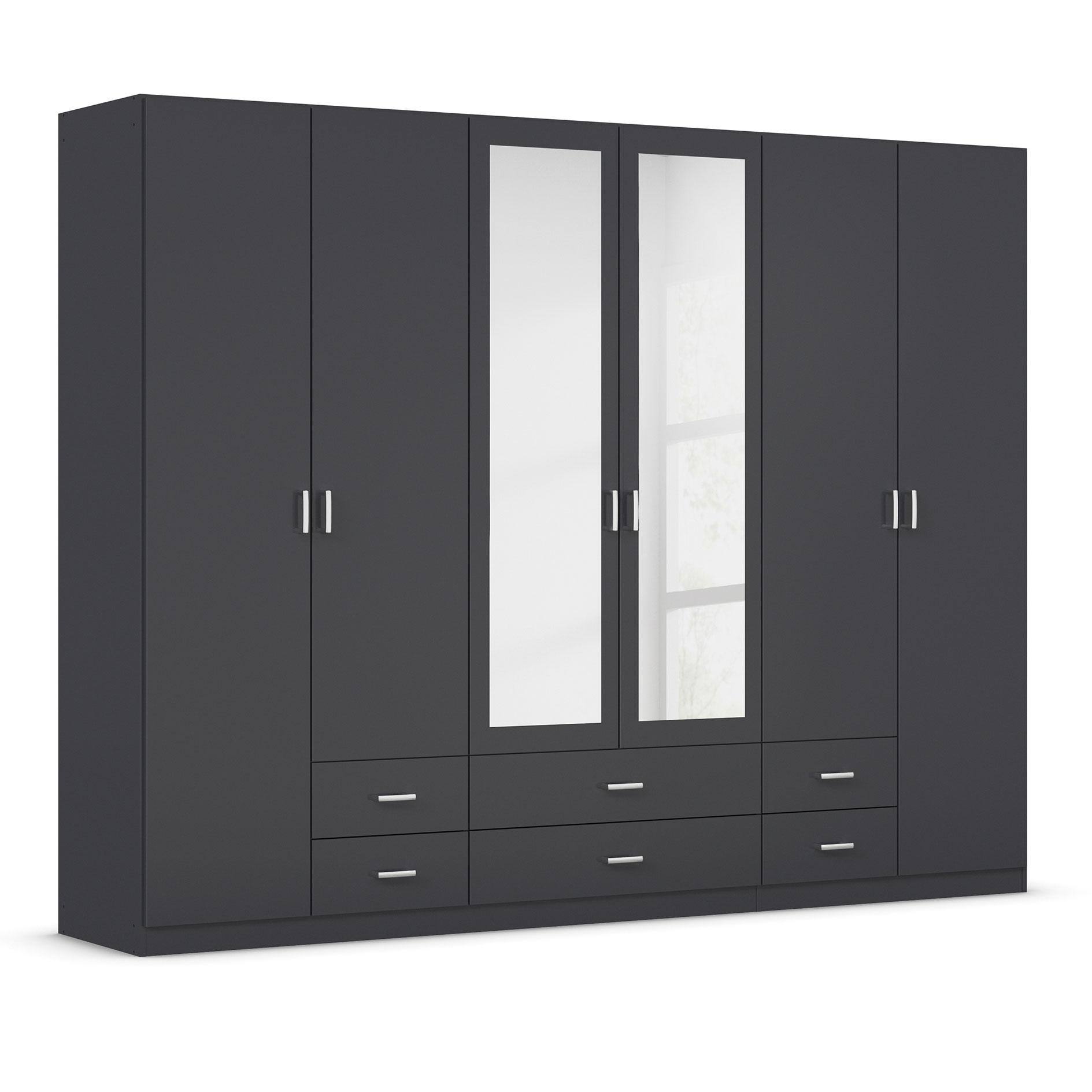 Kombi-Drehtürenschrank - grau metallic - 271 cm