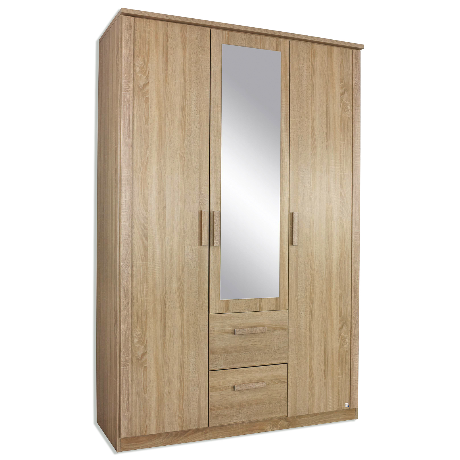 Kombi-Drehtürenschrank - Sonoma Eiche - Spiegeltür - 136 cm breit
