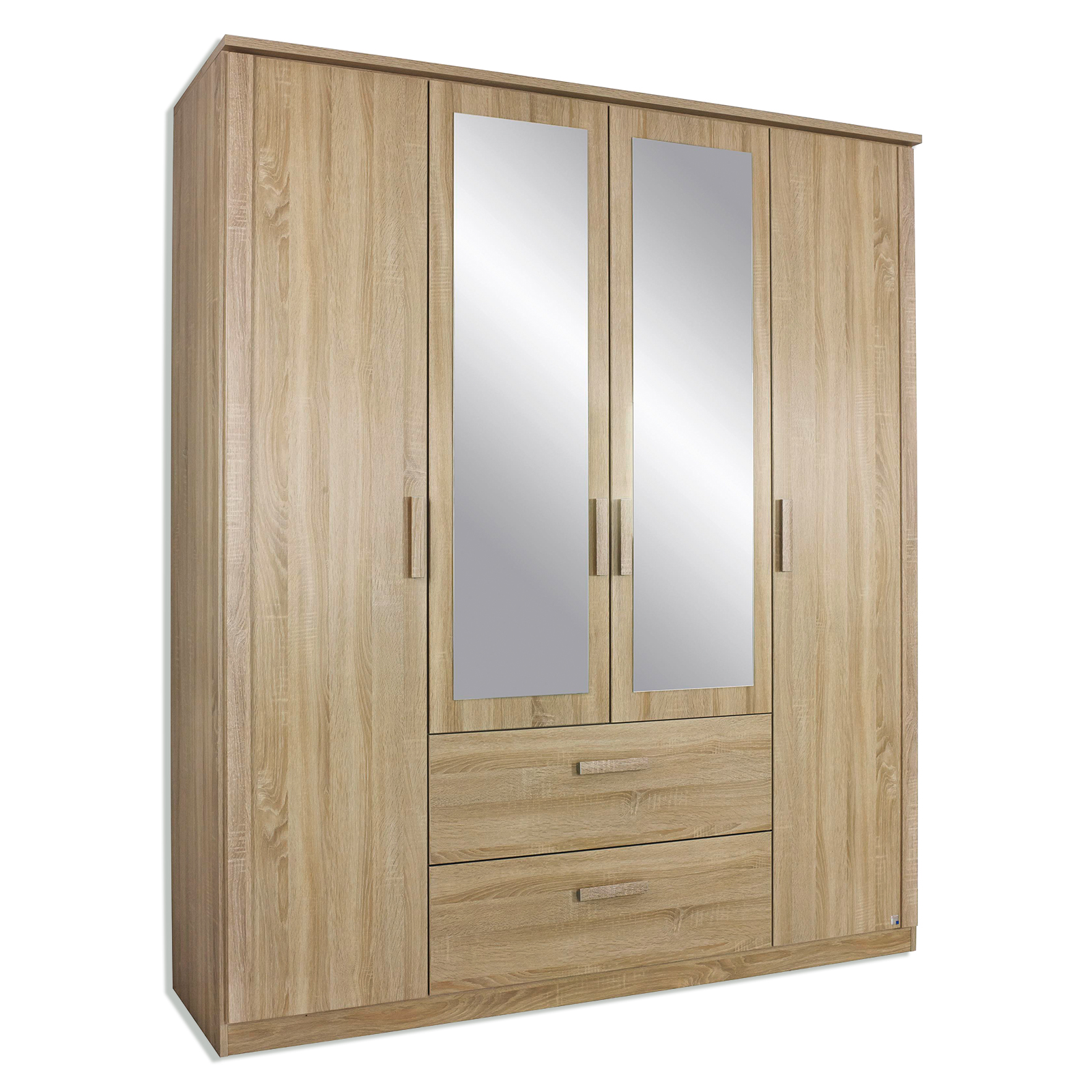 Kombi-Drehtürenschrank - Sonoma Eiche - Spiegeltüren - 181 cm breit