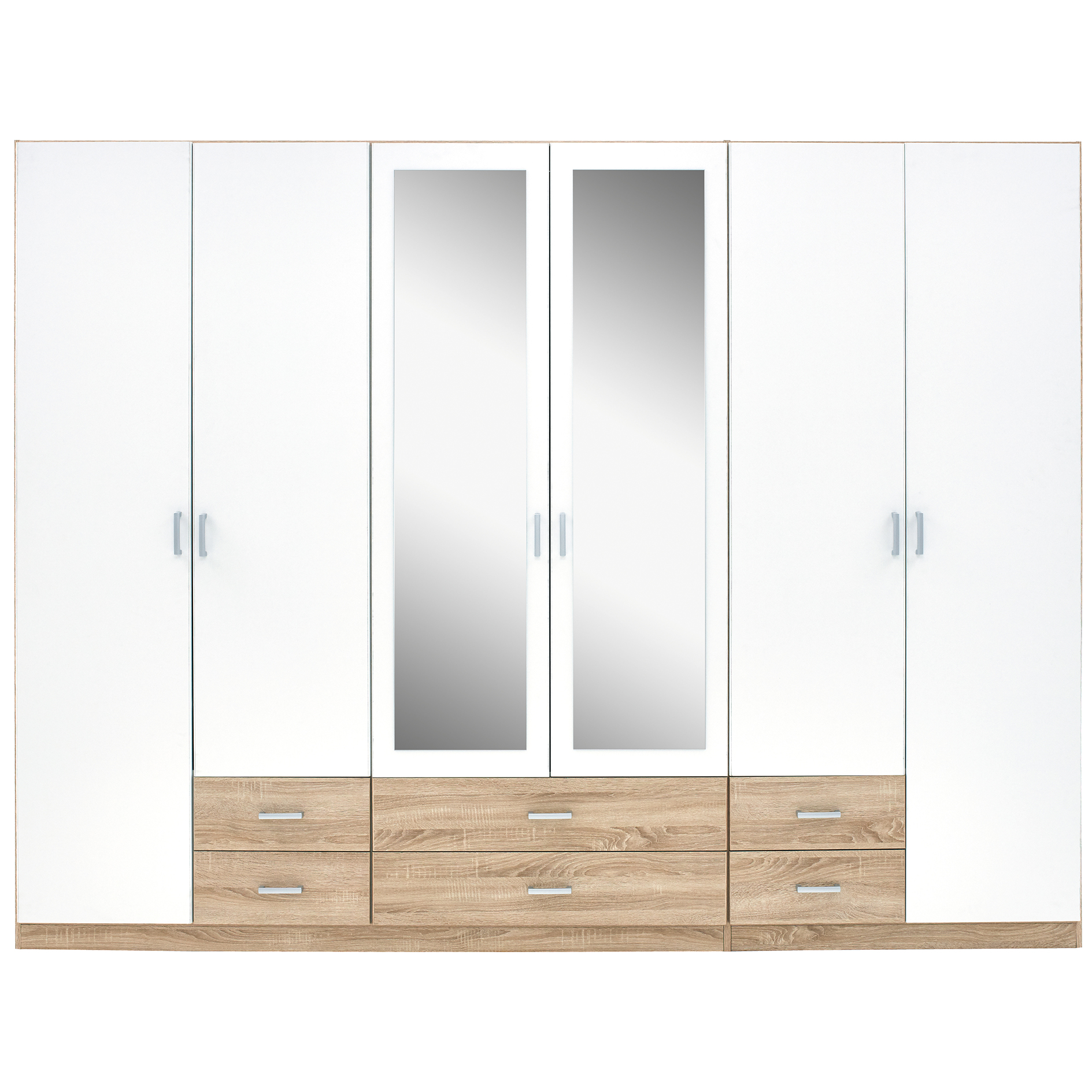 Kombi-Drehtürenschrank - Sonoma Eiche - weiß - 271 cm