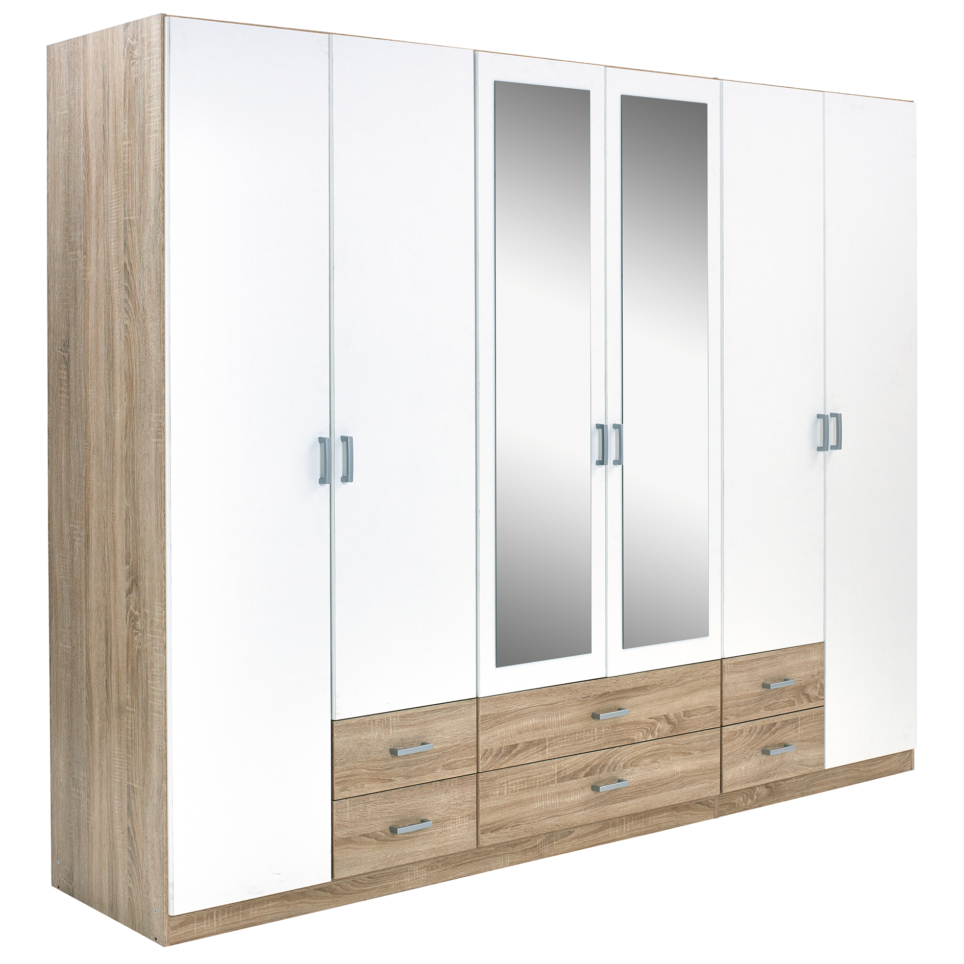 Kombi-Drehtürenschrank - Sonoma Eiche - weiß - 271 cm