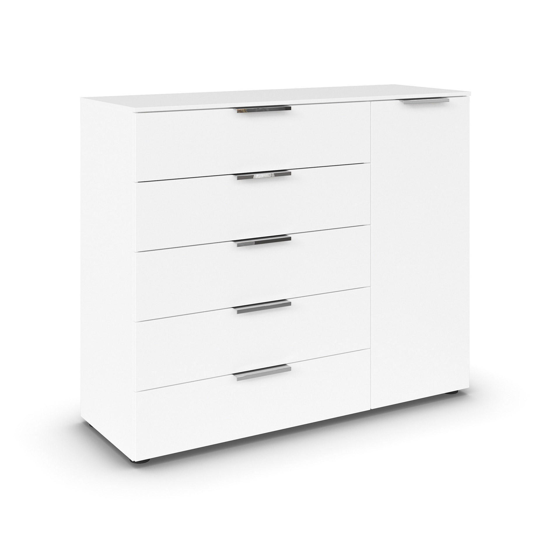 Kommode - alipnweiß - Chromgriffe - 120 cm