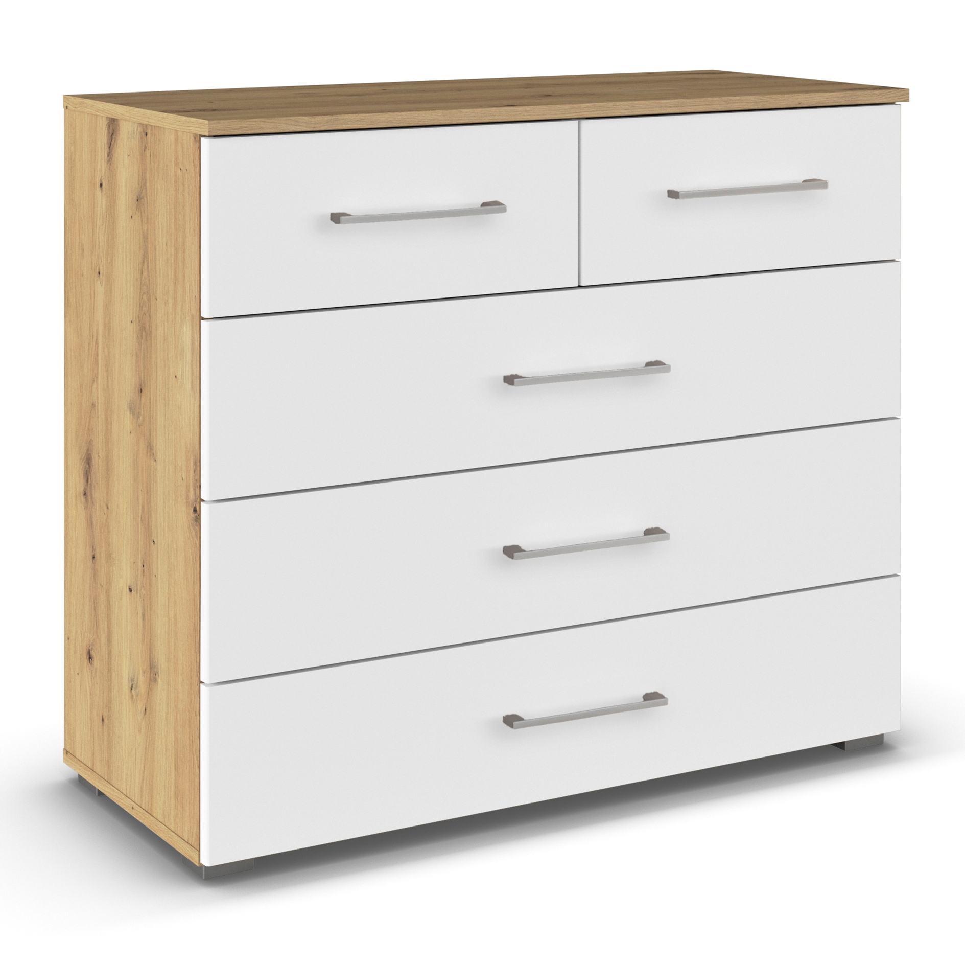 Kommode - alpinweiß - Artisan Eiche - 80 cm breit