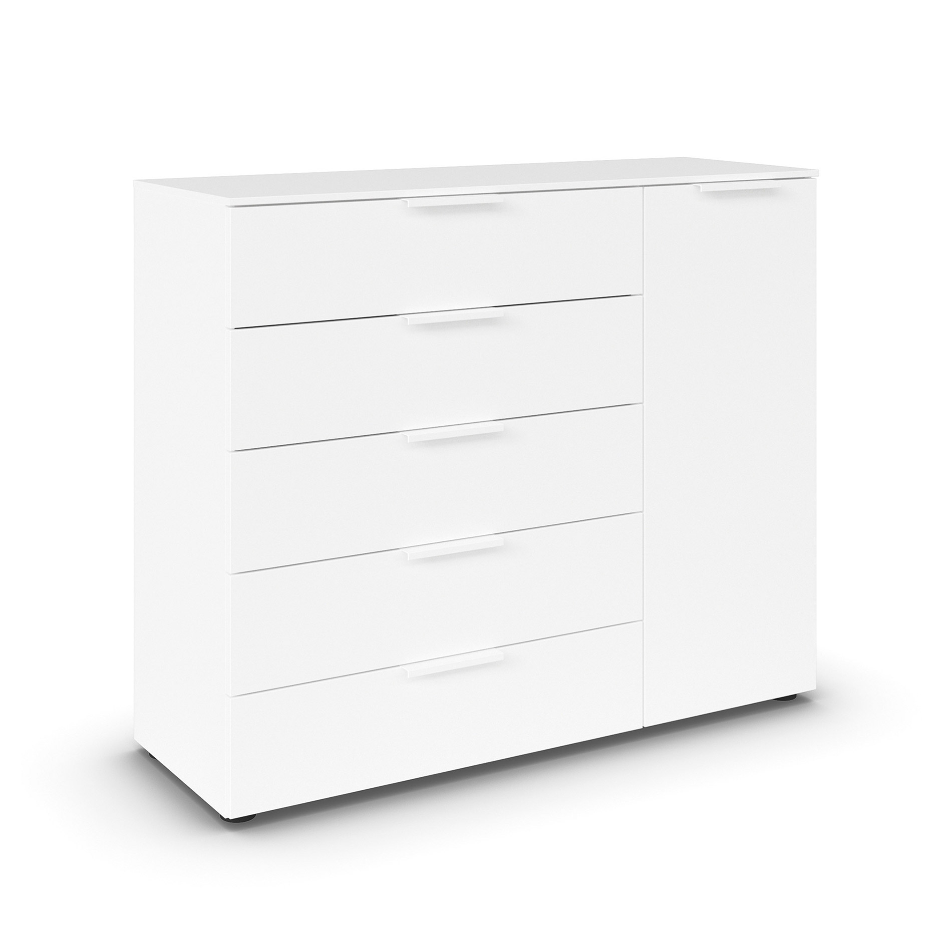 Kommode - alpinweiß - weiße Griffe - 120 cm
