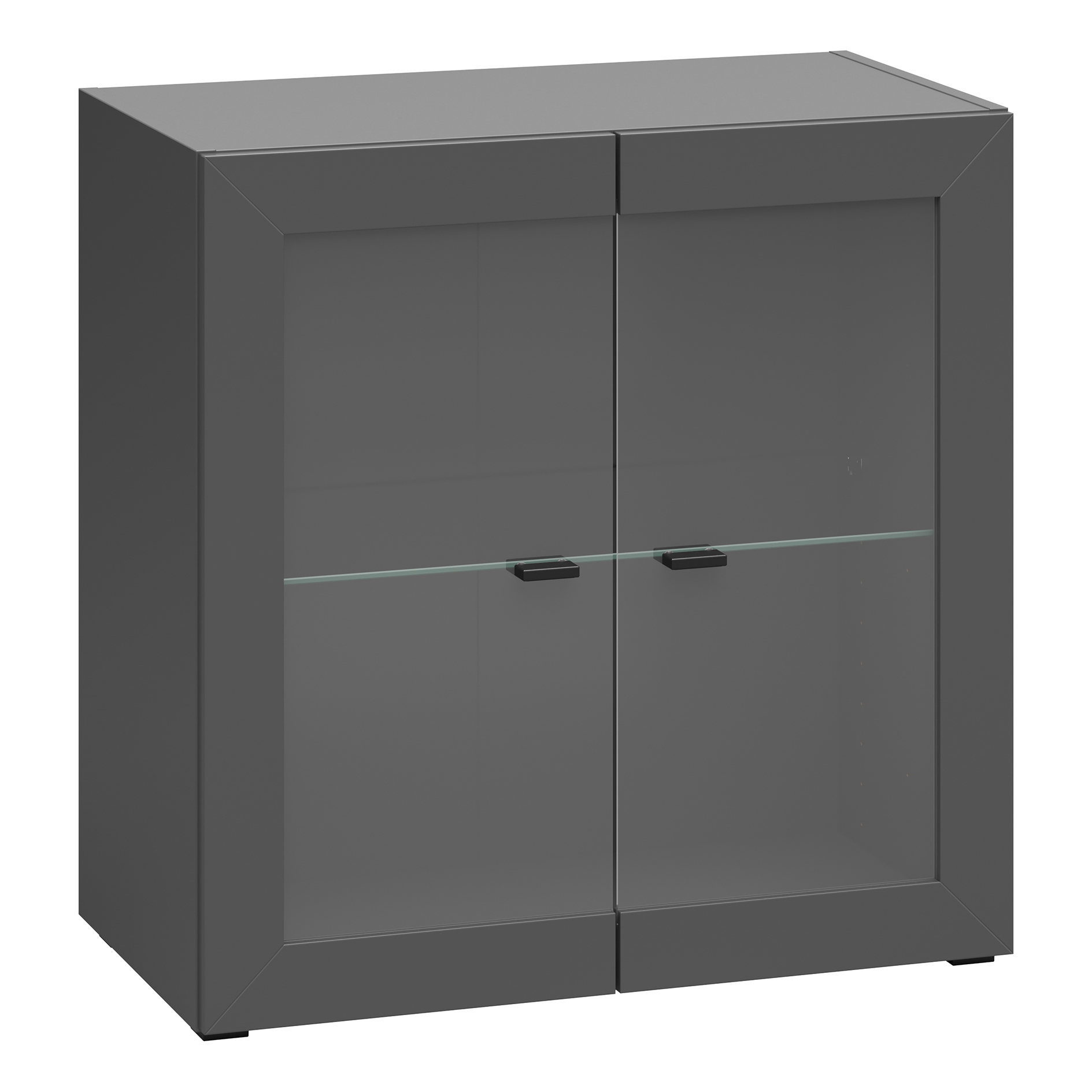 Kommode - anthrazit - 2 Glastüren - 64x65 cm