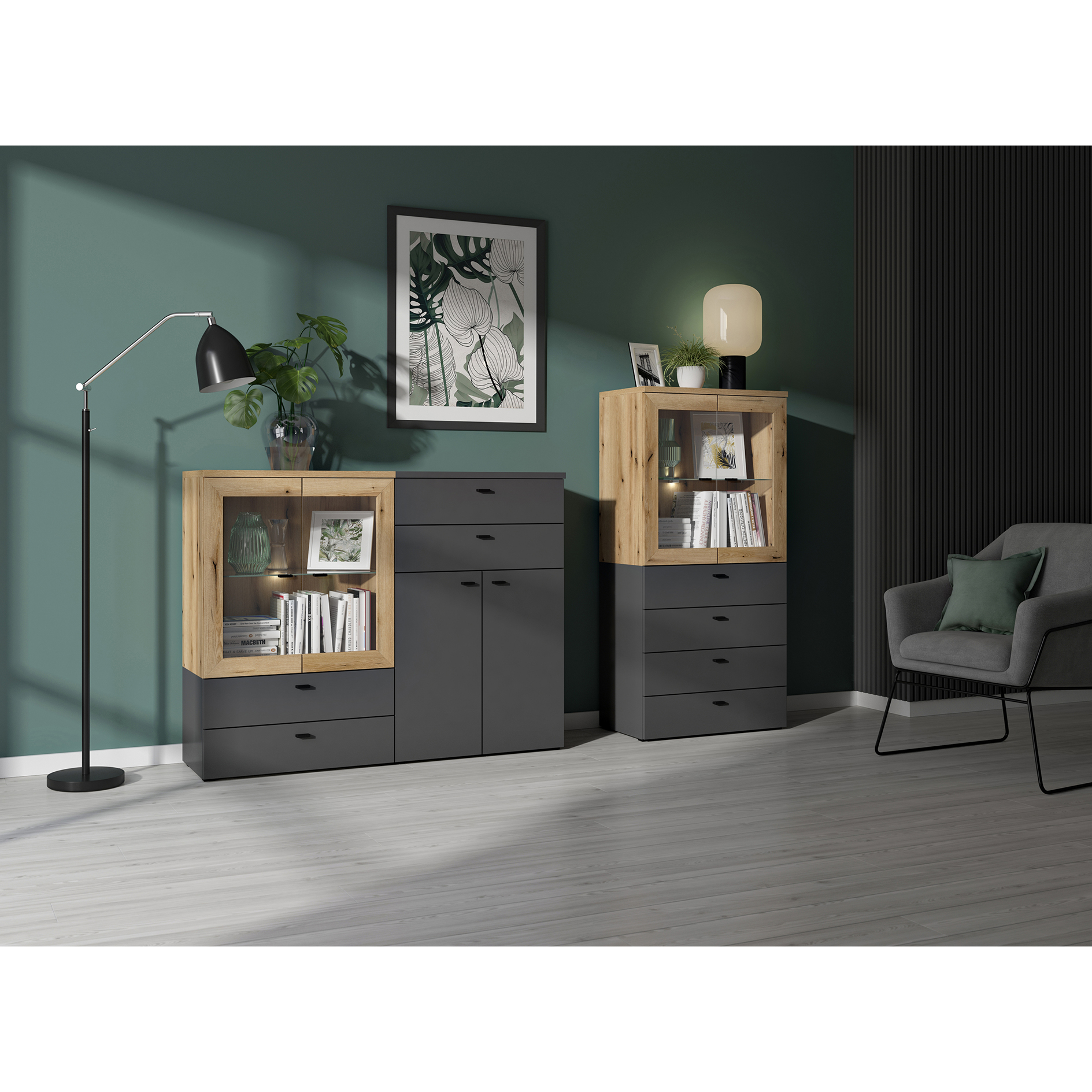 Kommode - anthrazit - 4 Schubkästen - 64x65 cm