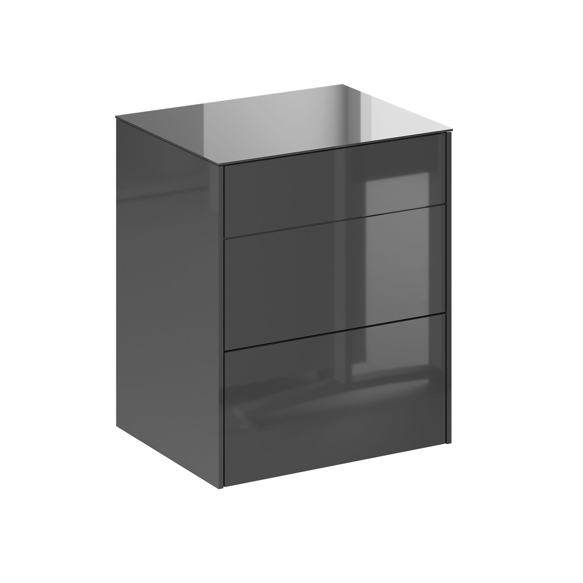 Kommode - anthrazit glänzend - anthrazit matt - mit Glas - 2 Schubkästen