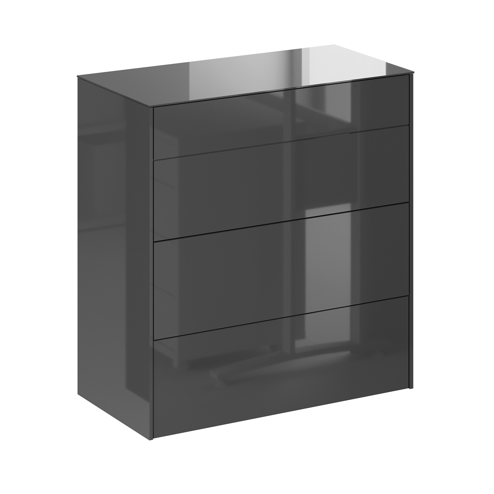Kommode - anthrazit glänzend - anthrazit matt - mit Glas - 3 Schubkästen - 82 cm