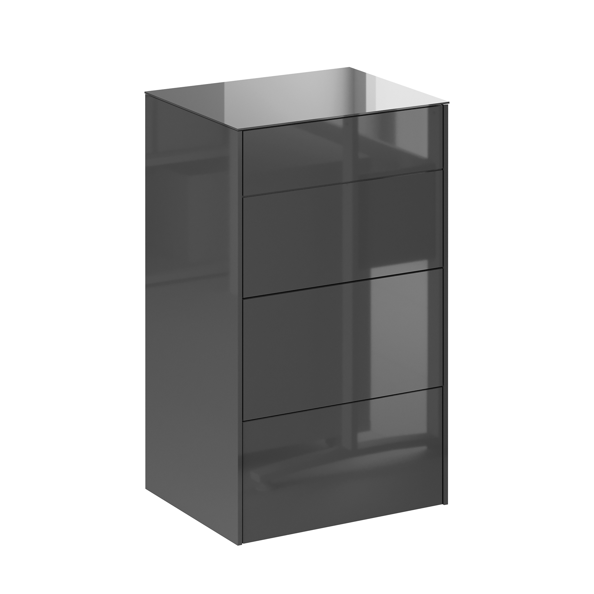 Kommode - anthrazit glänzend - anthrazit matt - mit Glas - 3 Schubkästen