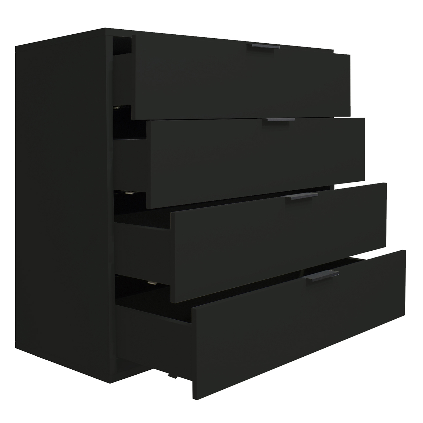 Kommode Mit 4 Schubladen & Klappdeckel – Türkis-Blau, 40x110x38,5 Cm – Push-to-Open, Made In Germany