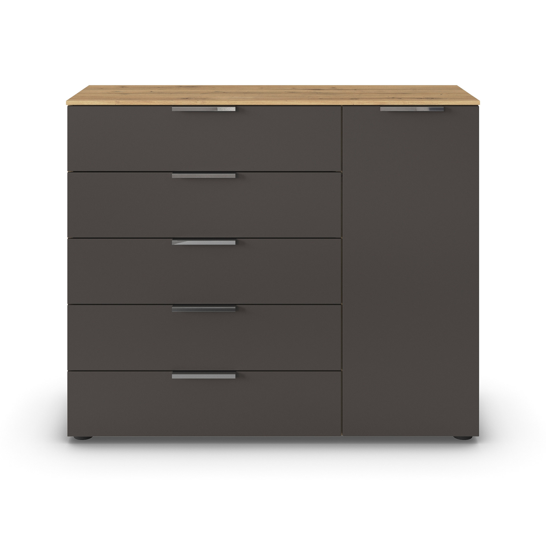 Kommode - Artisan Eiche - graphit - Chromgriffe - 120 cm