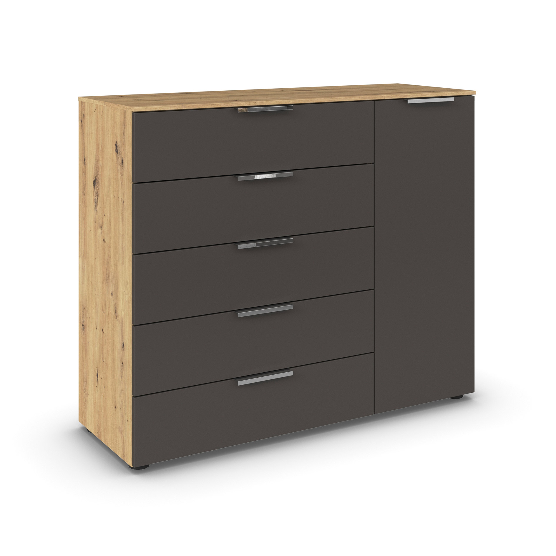 Kommode - Artisan Eiche - graphit - Chromgriffe - 120 cm