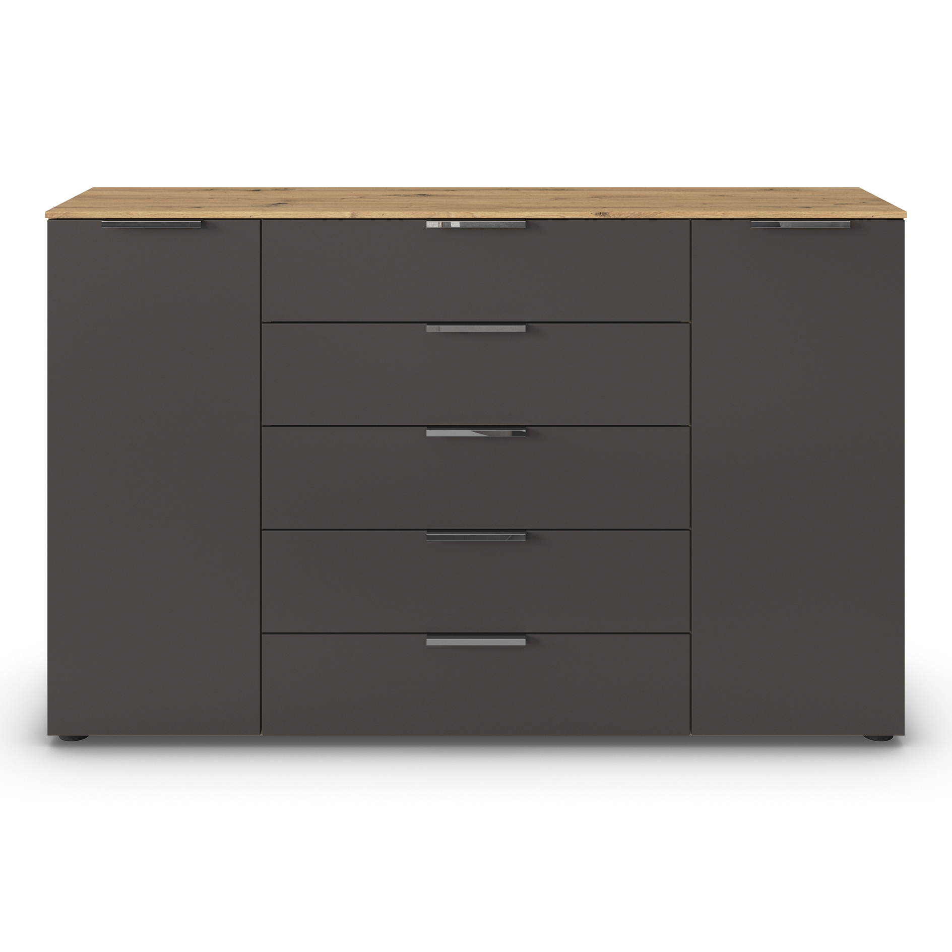 Kommode - Artisan Eiche - graphit - Chromgriffe - 160 cm